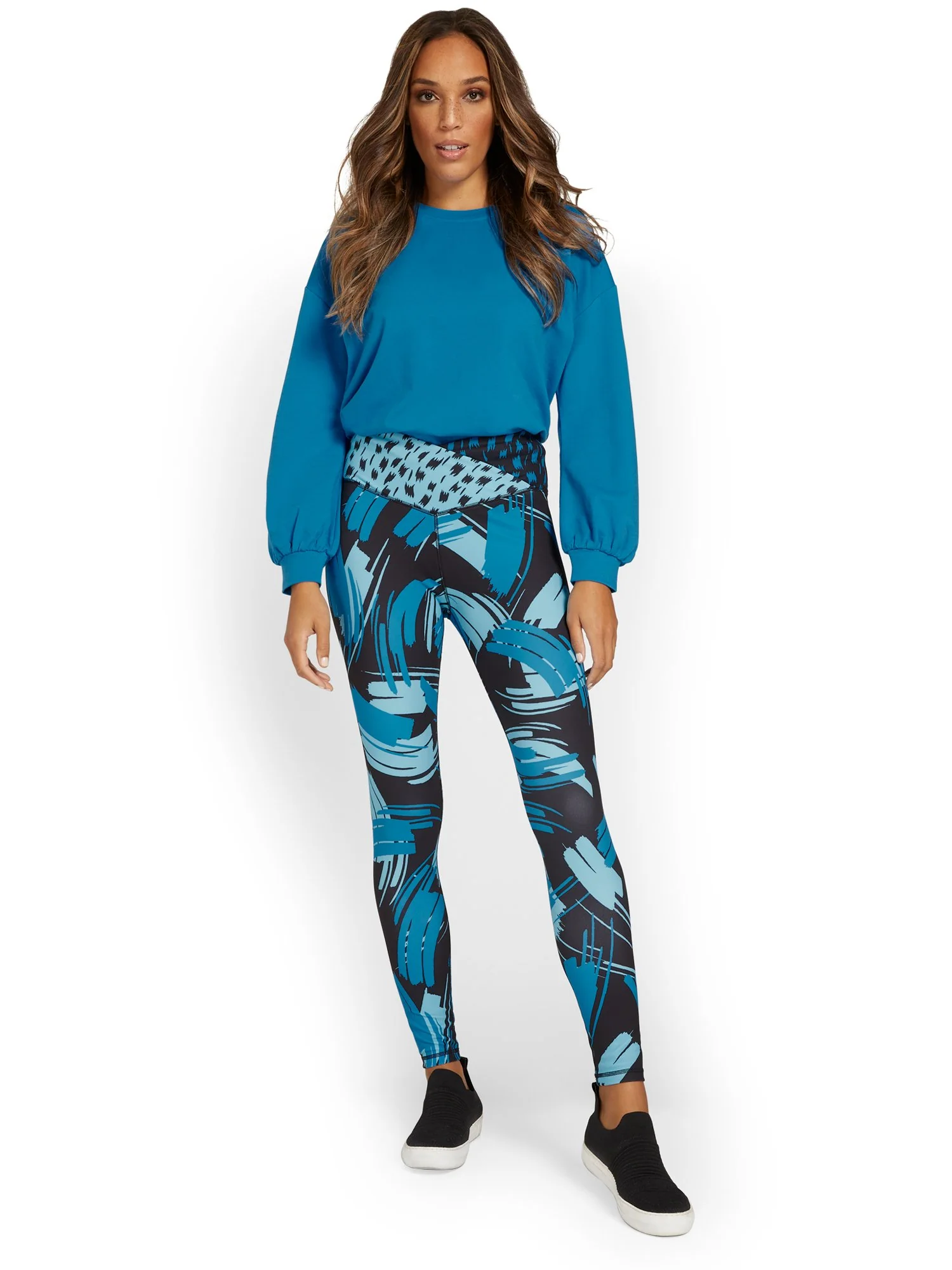 High-Waisted Abstract-Print Pocket Legging - City Contour - Image 7