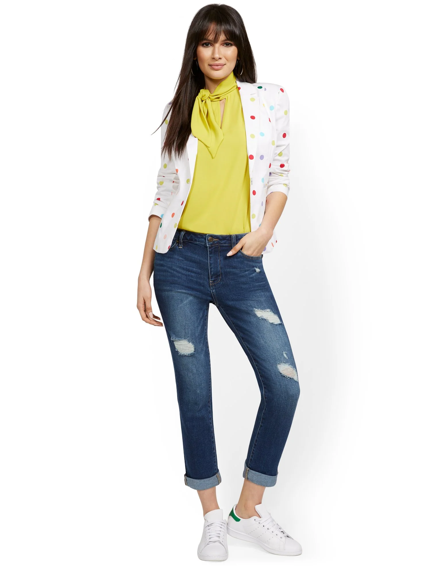 High-Waisted Boyfriend Capri Jeans - Blue Honey - Image 4