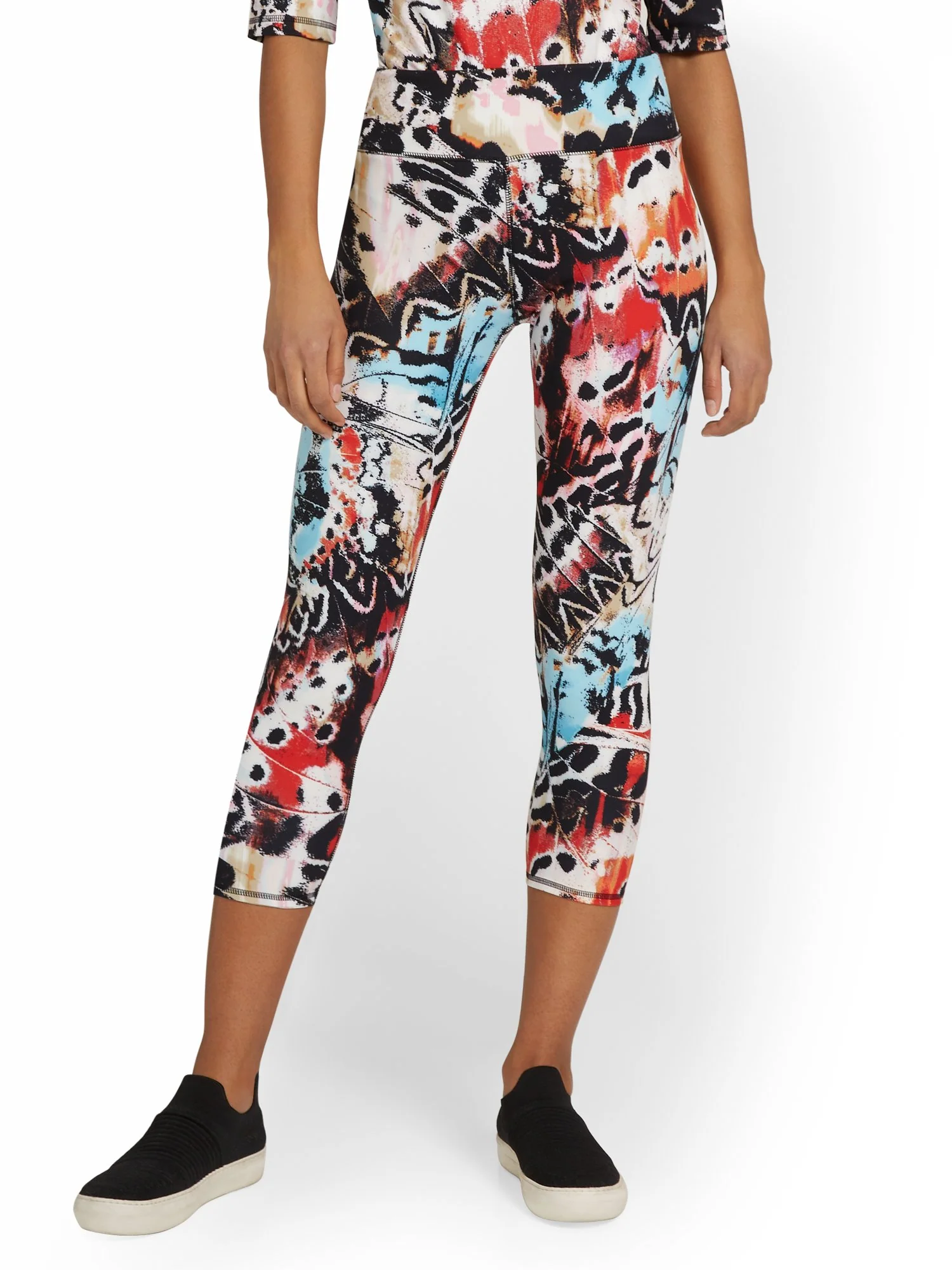 High-Waisted Butterfly-Print Capri Pocket Legging - City Contour - Image 2