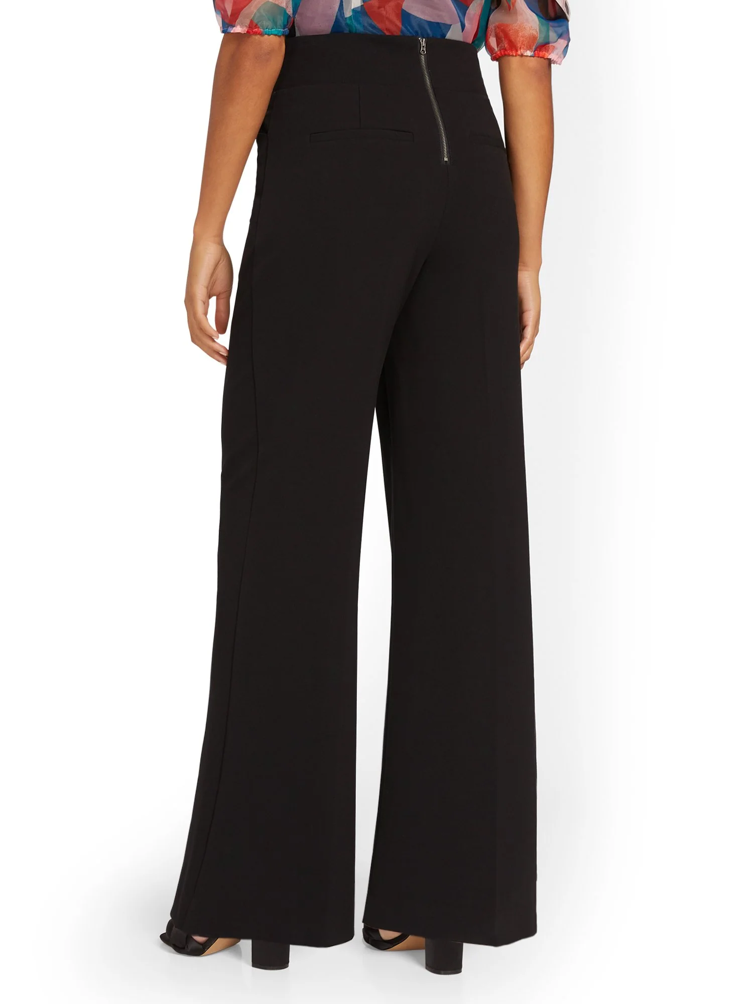 High-Waisted Button-Front Wide-Leg Pant - Essential Stretch - Image 3