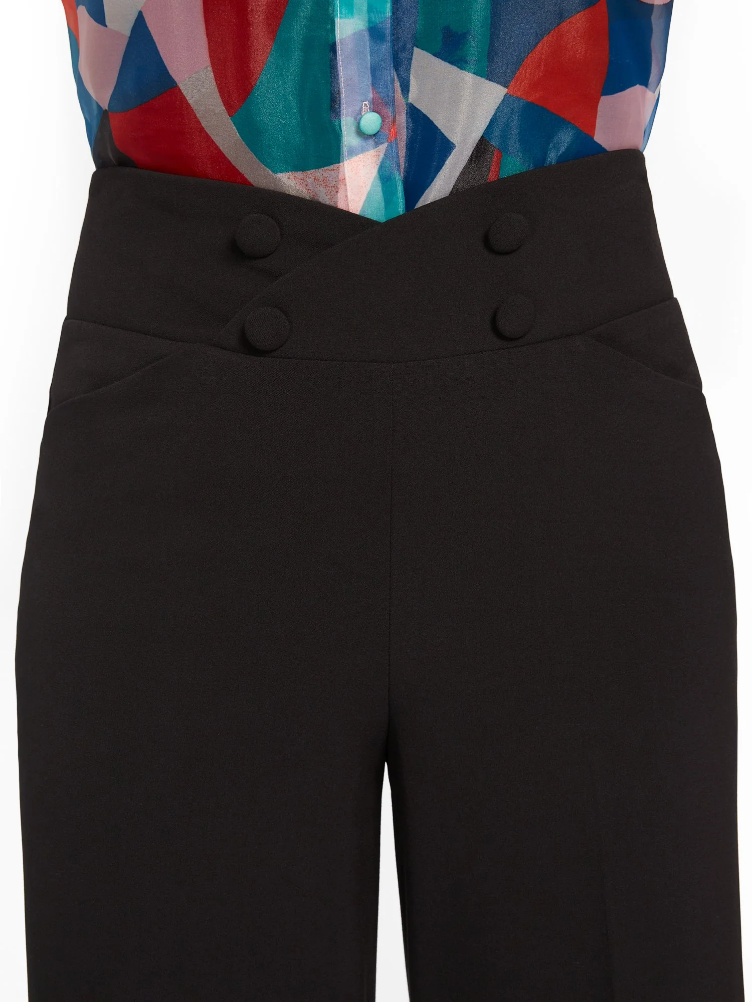 High-Waisted Button-Front Wide-Leg Pant - Essential Stretch - Image 4