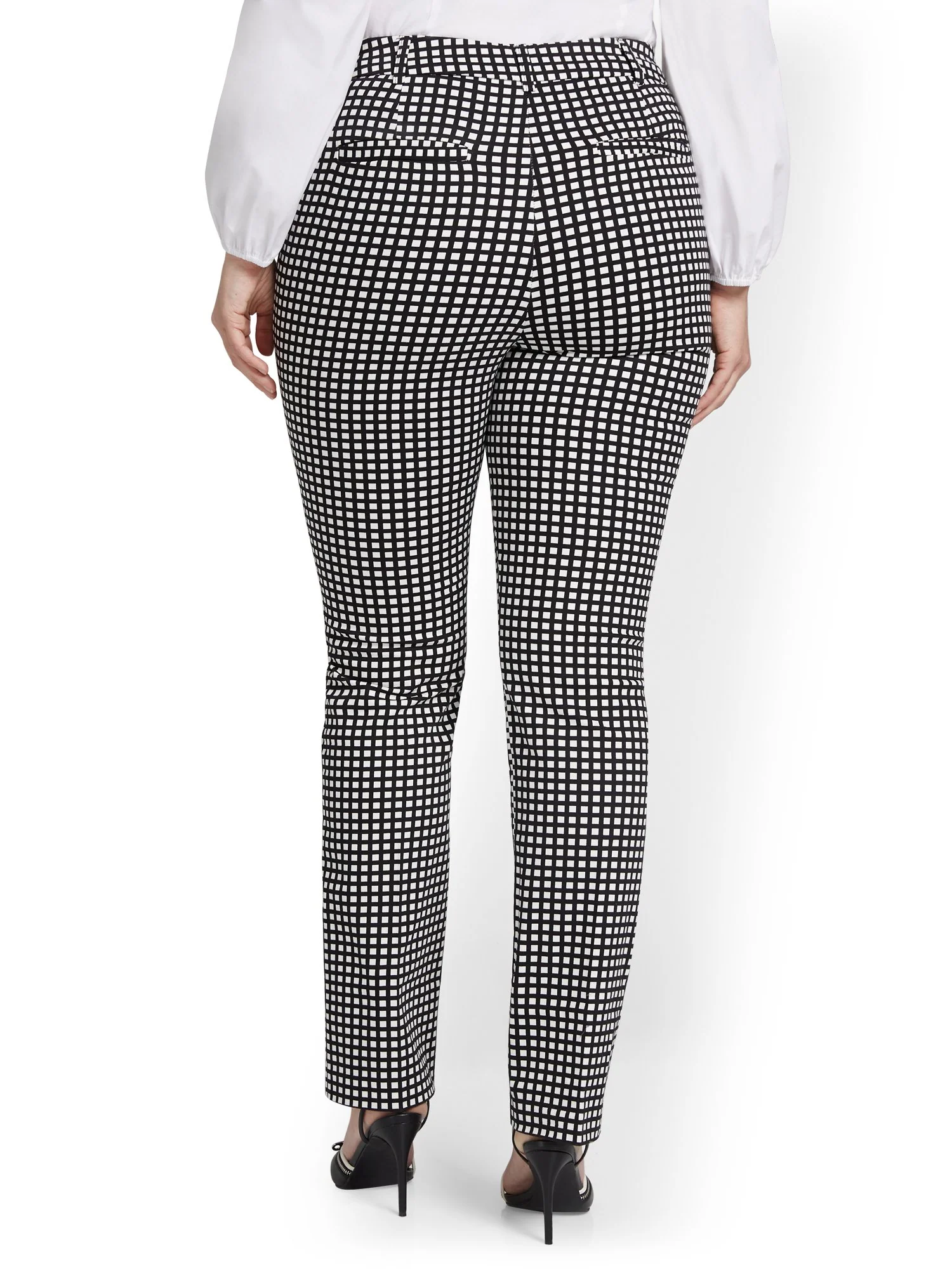 High-Waisted Check Straight-Leg Pant - NY&Chic Collection - Image 3