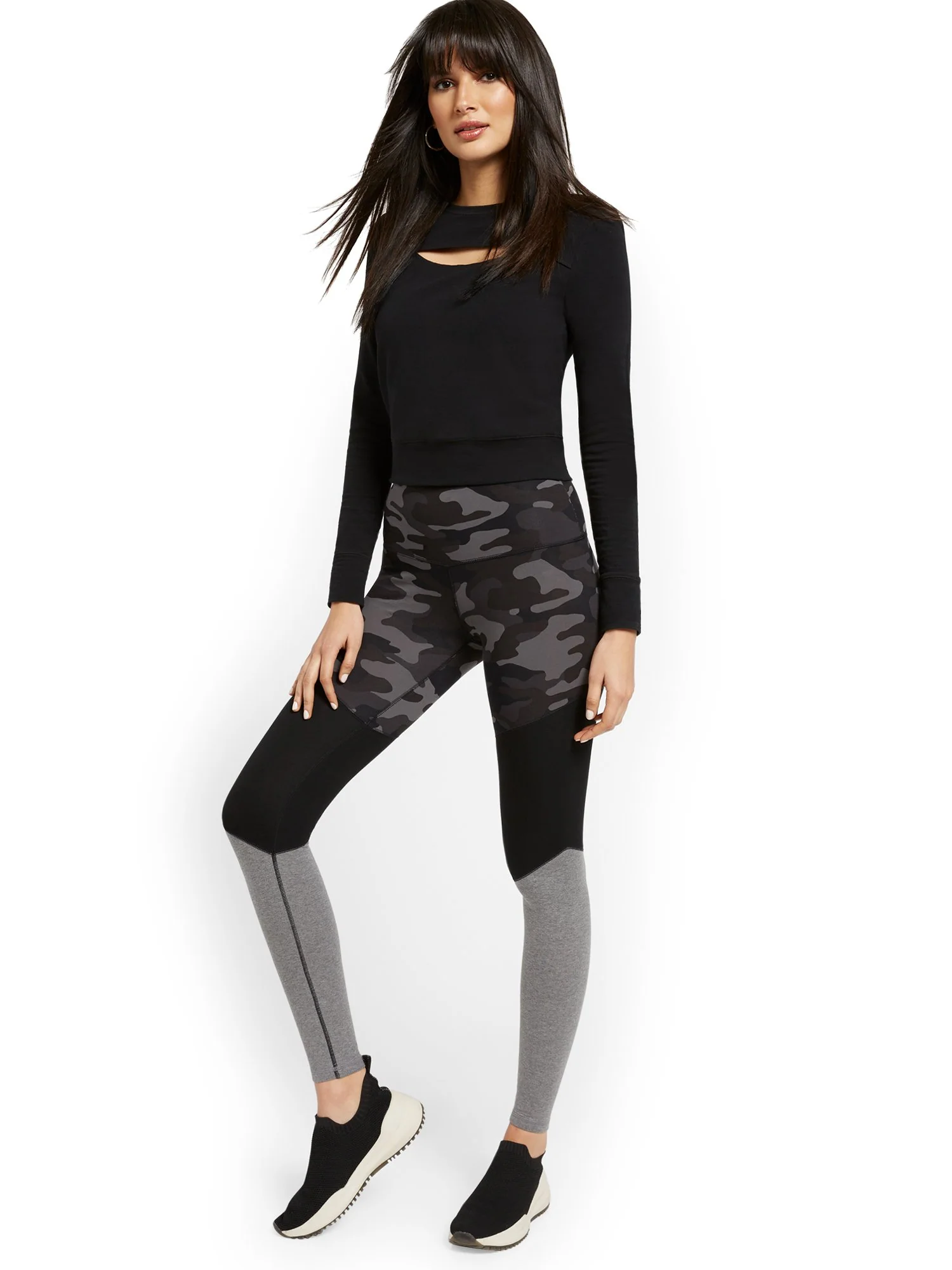 High-Waisted Colorblock Camo-Print Pocket Legging - Image 4