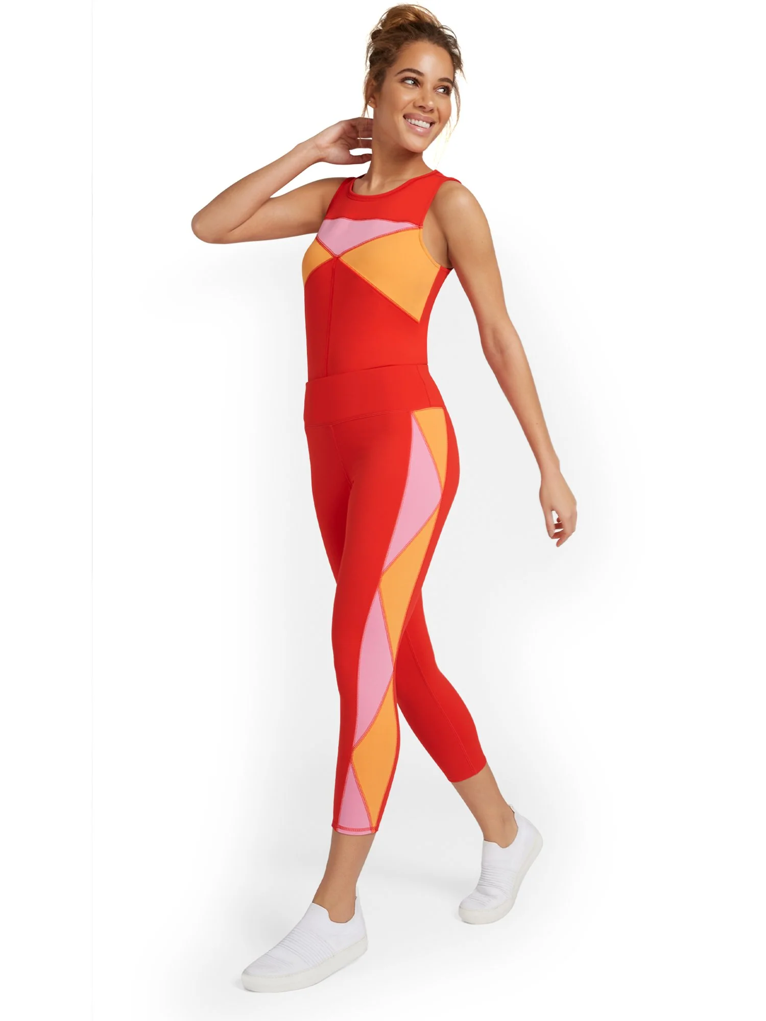 High-Waisted Colorblock Capri Pocket Legging - City Contour - Image 5