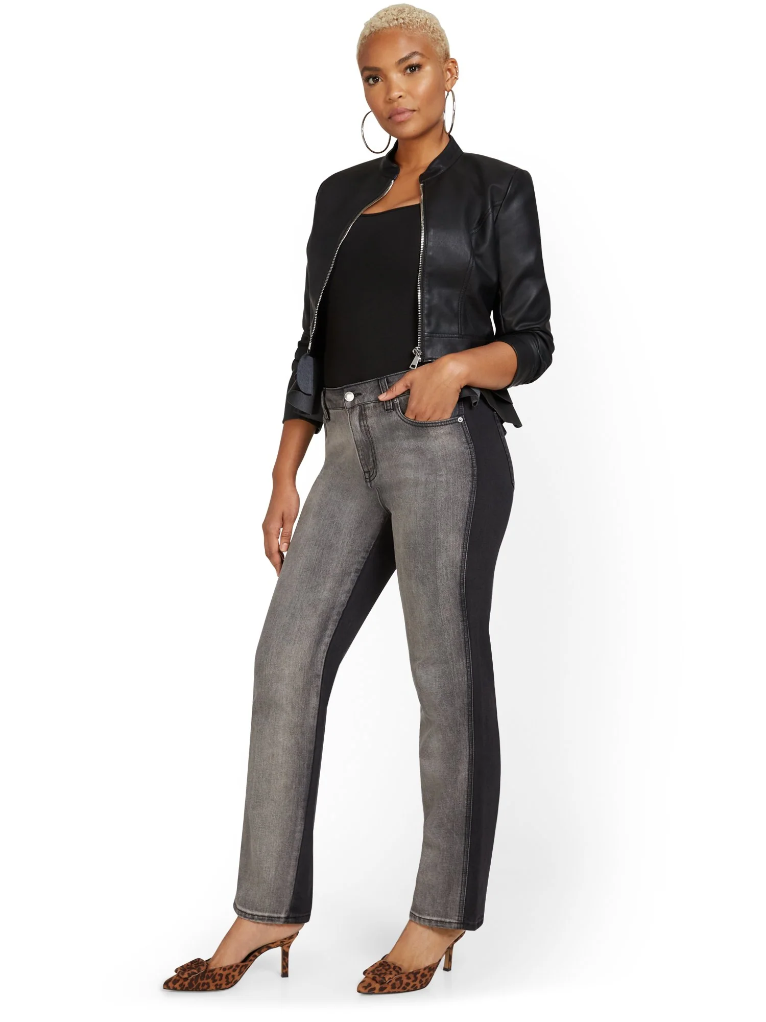 High-Waisted Colorblock Relaxed Jeans - Image 5