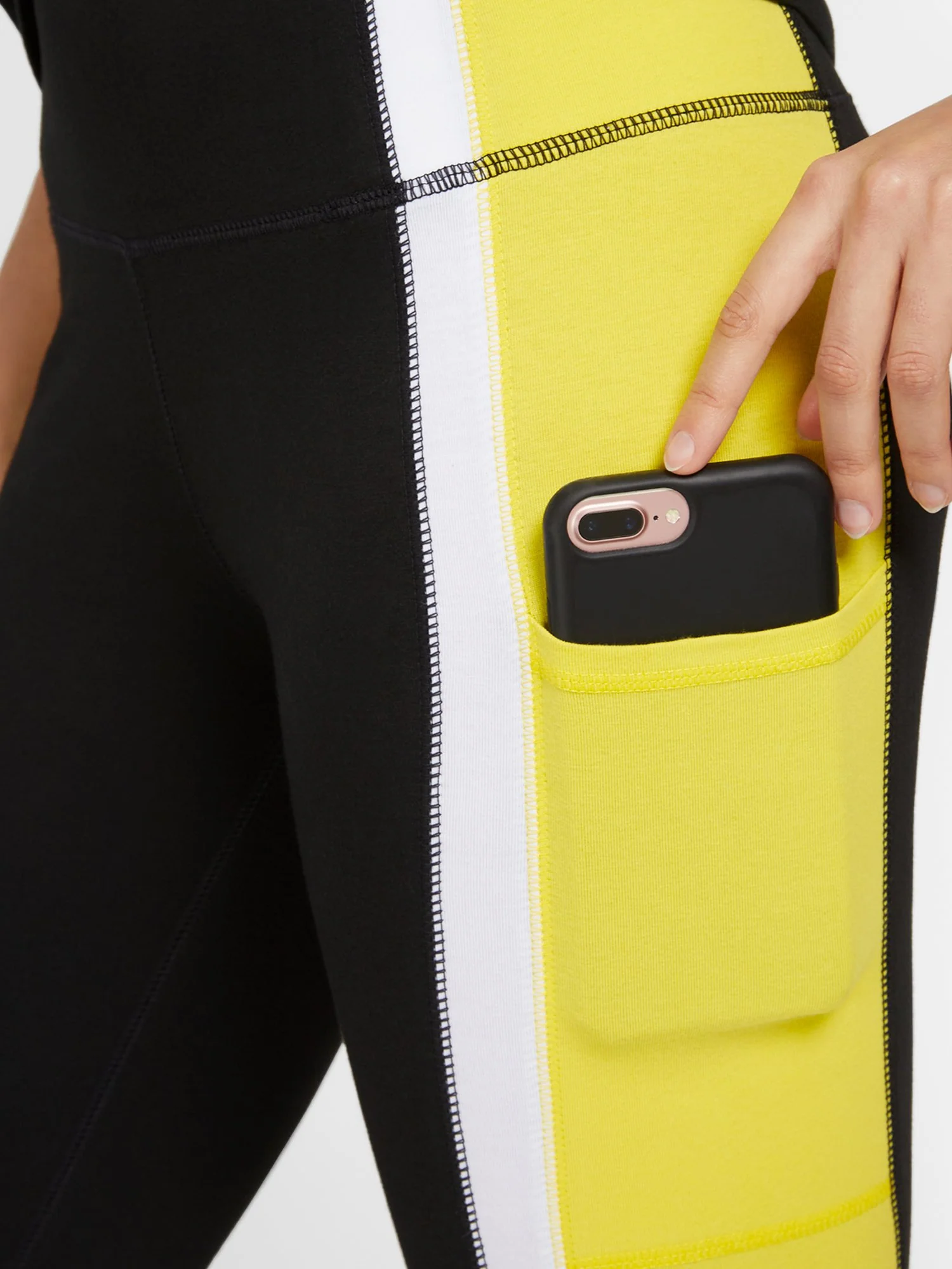 High-Waisted Colorblock Side-Pocket Capri Legging - Image 4