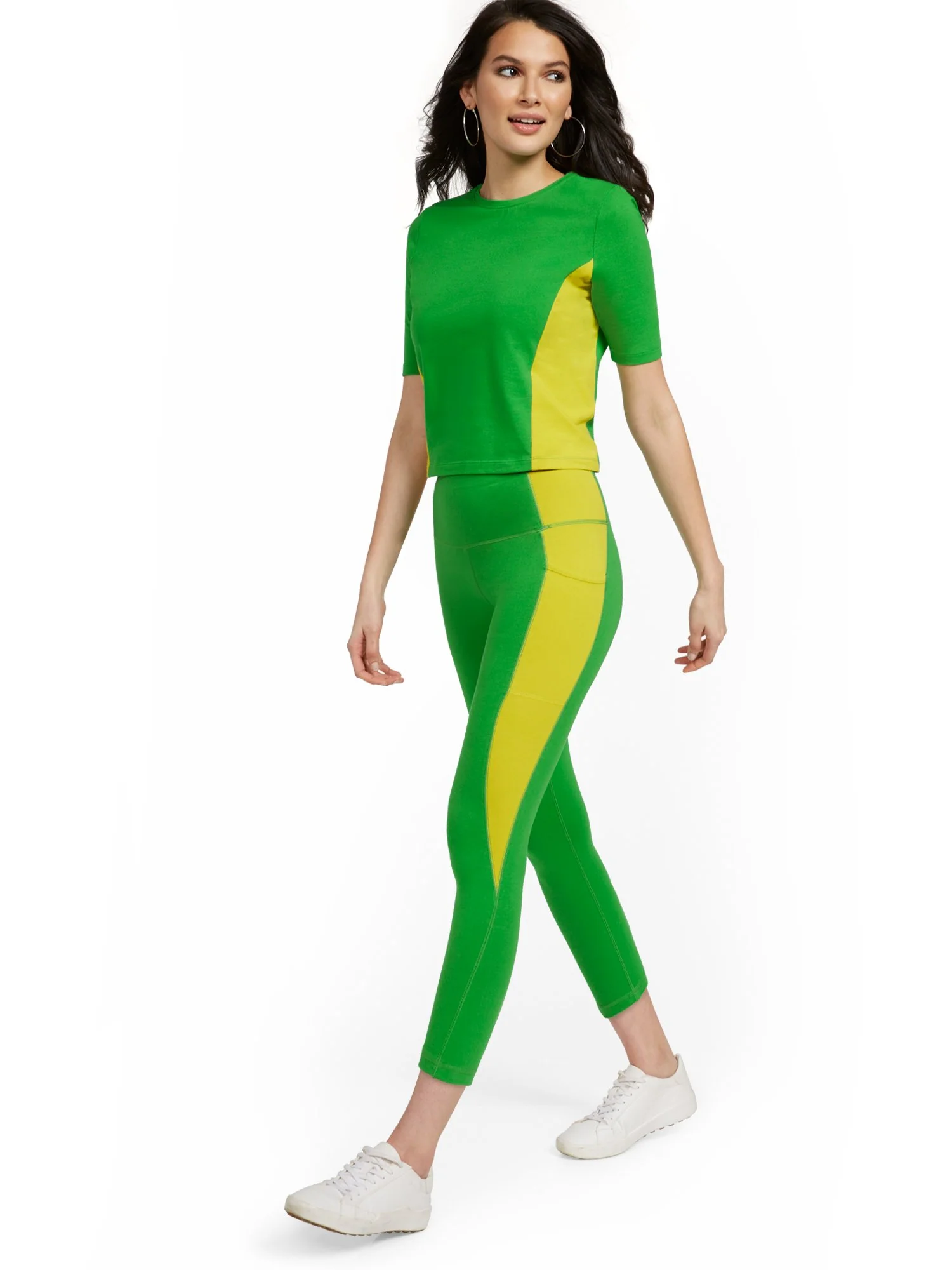High-Waisted Colorblock Side-Pocket Capri Legging - Image 2