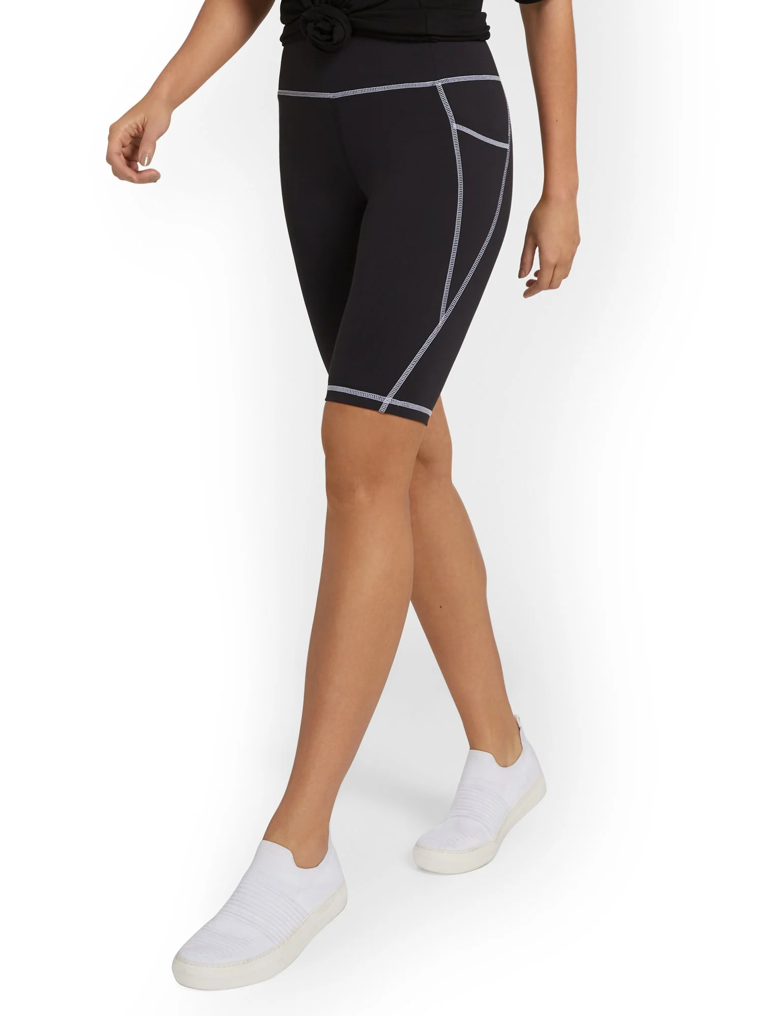 High-Waisted Contrast Pocket Bike Short - City Contour - Image 2