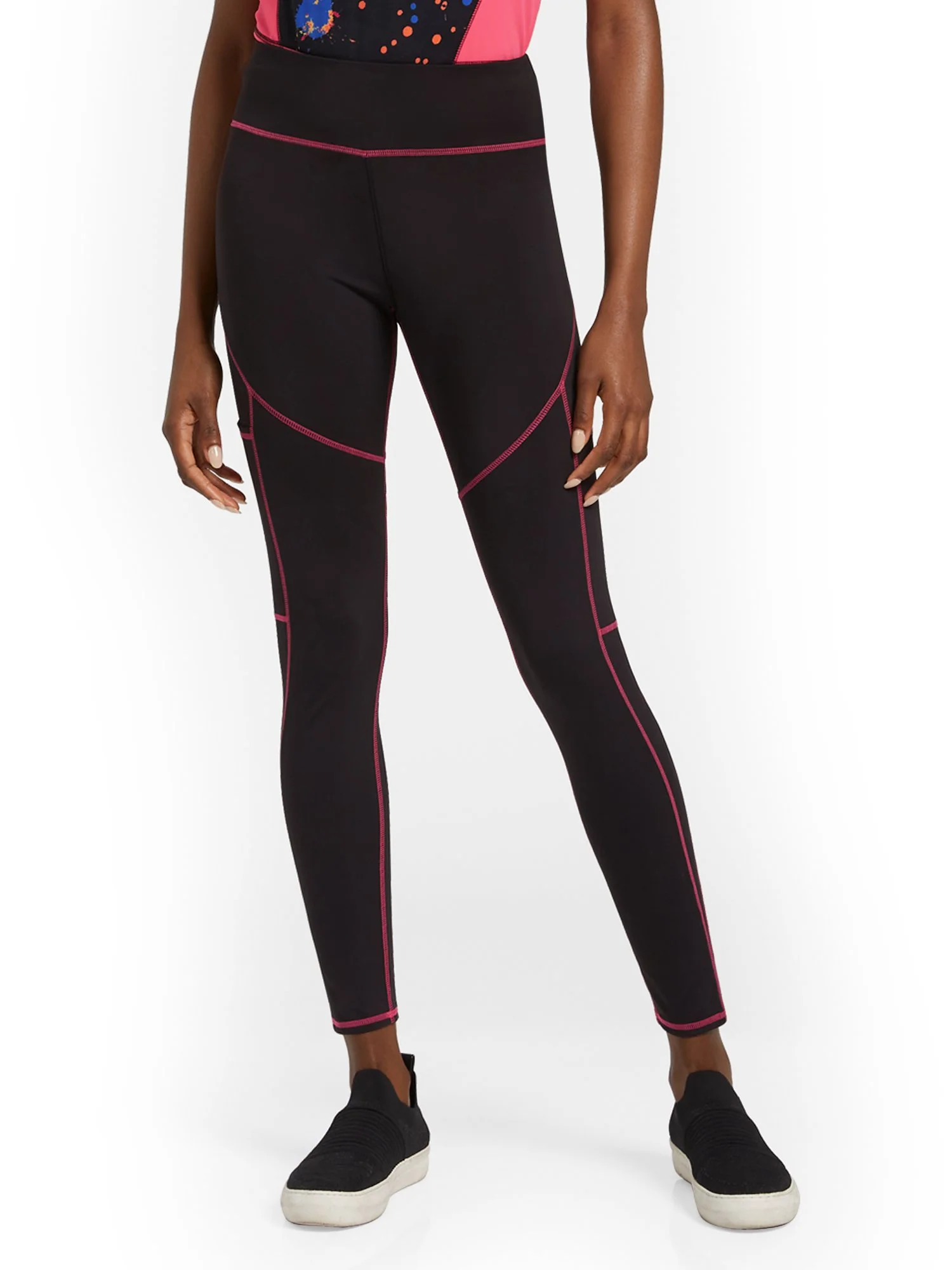 High-Waisted Contrast-Stitch Pocket Legging - City Contour - Image 2