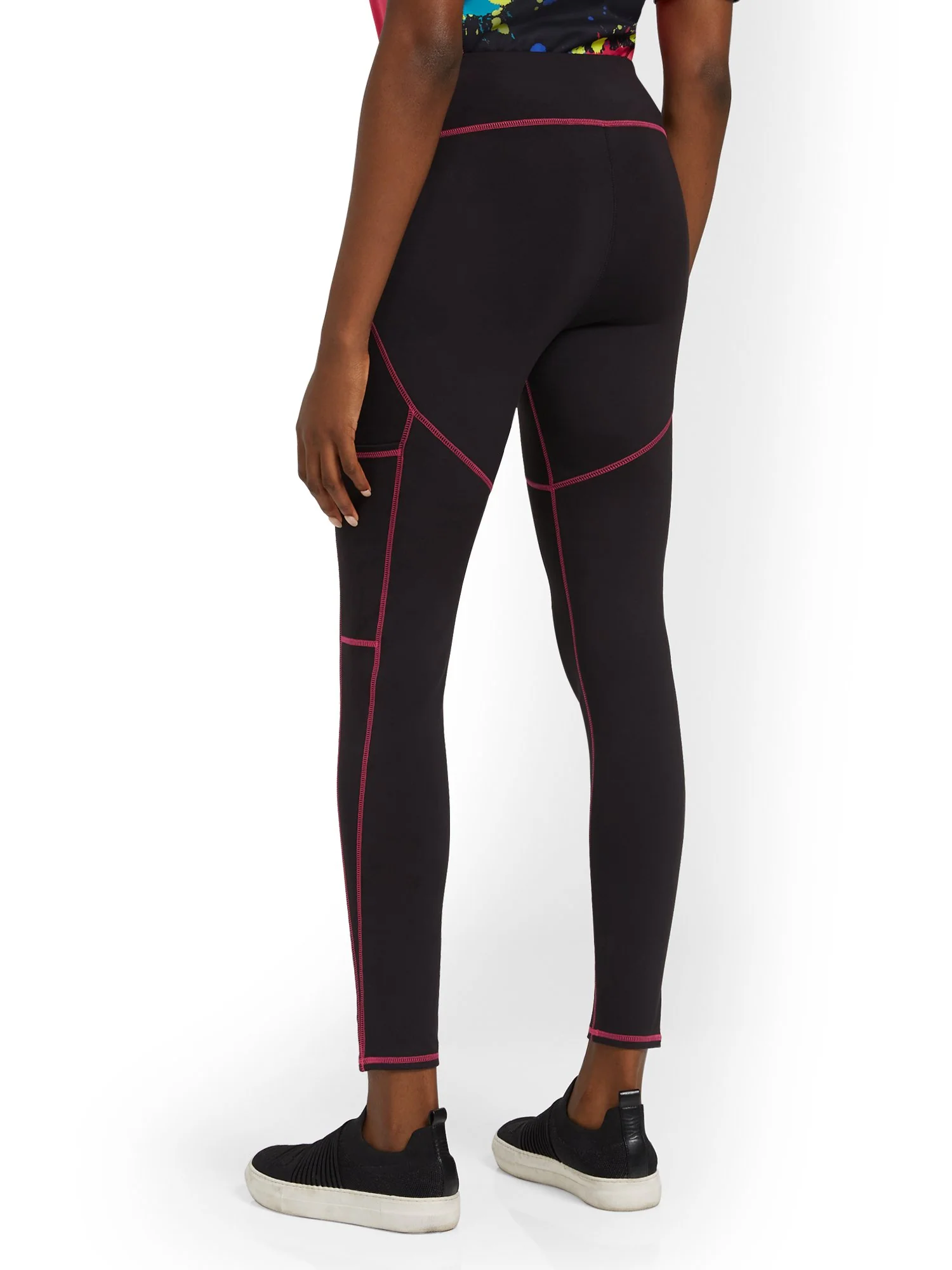 High-Waisted Contrast-Stitch Pocket Legging - City Contour - Image 3