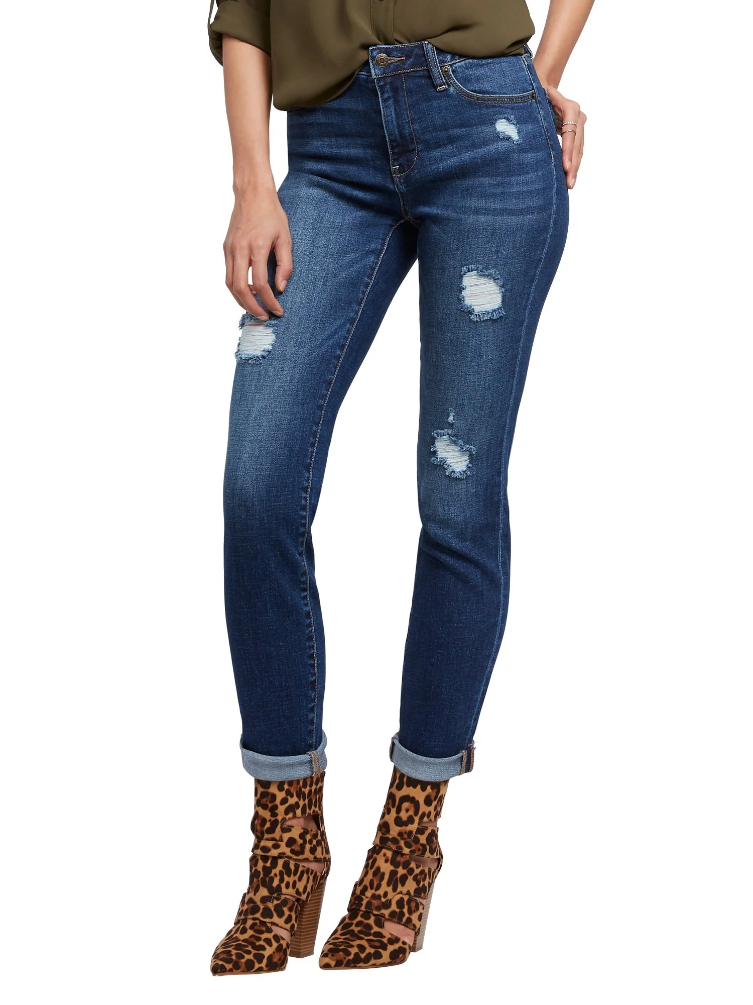 High-Waisted Curvy Boyfriend Jeans - Blue Honey - Image 2