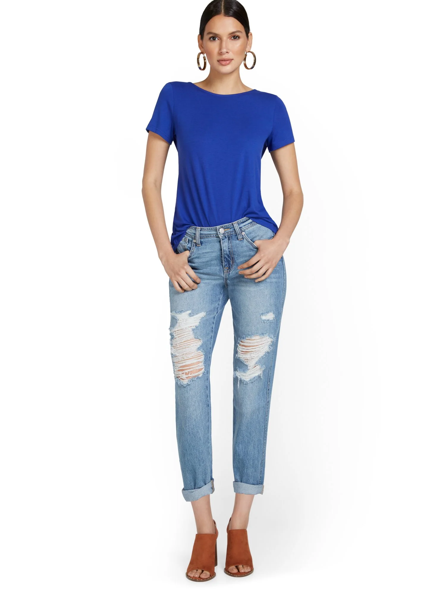 High-Waisted Curvy Dream Boyfriend Jeans - Clinton Wash - Image 5