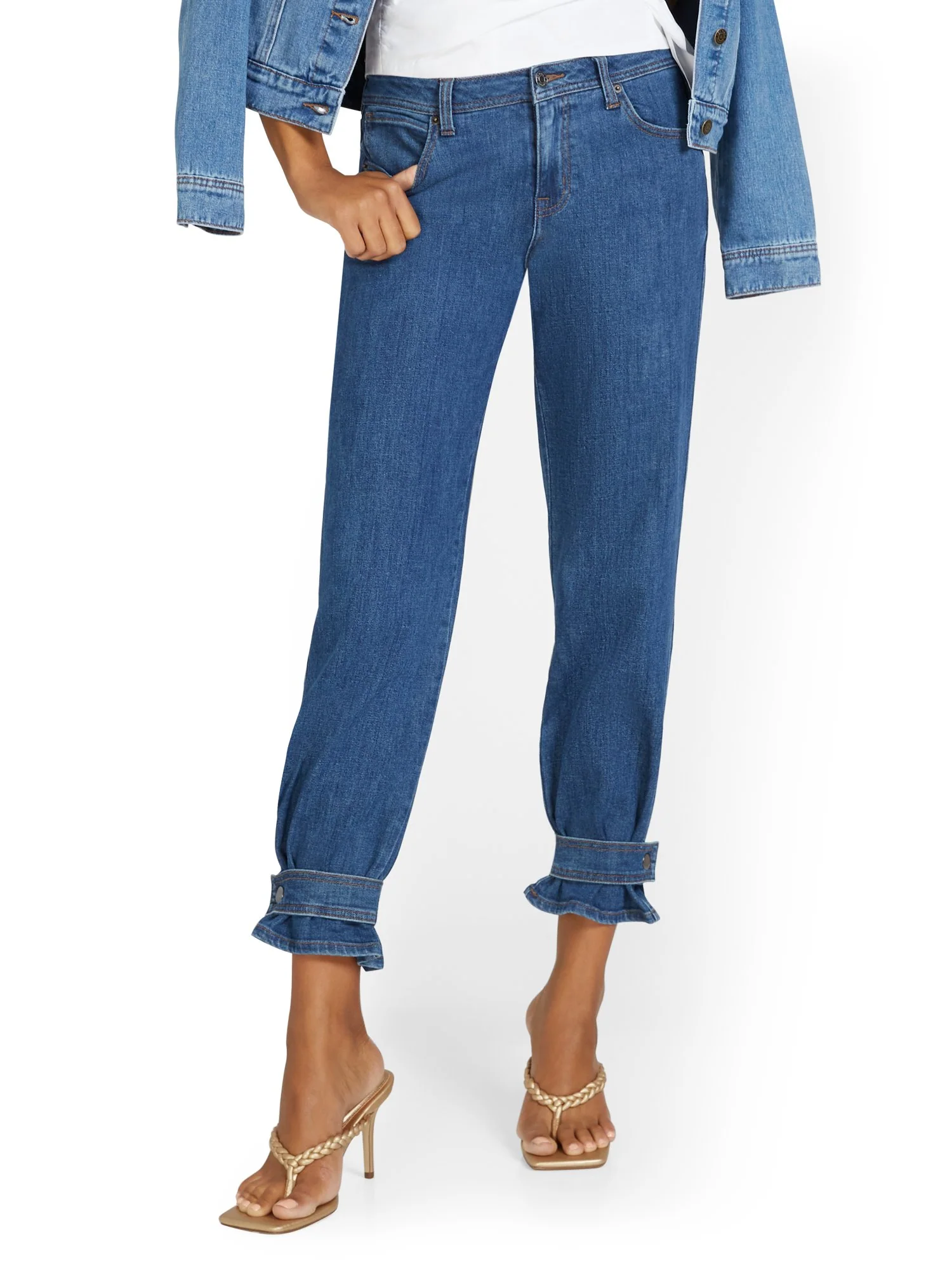 High-Waisted Curvy Dream Boyfriend Jeans - Medium Blue Wash - Image 2