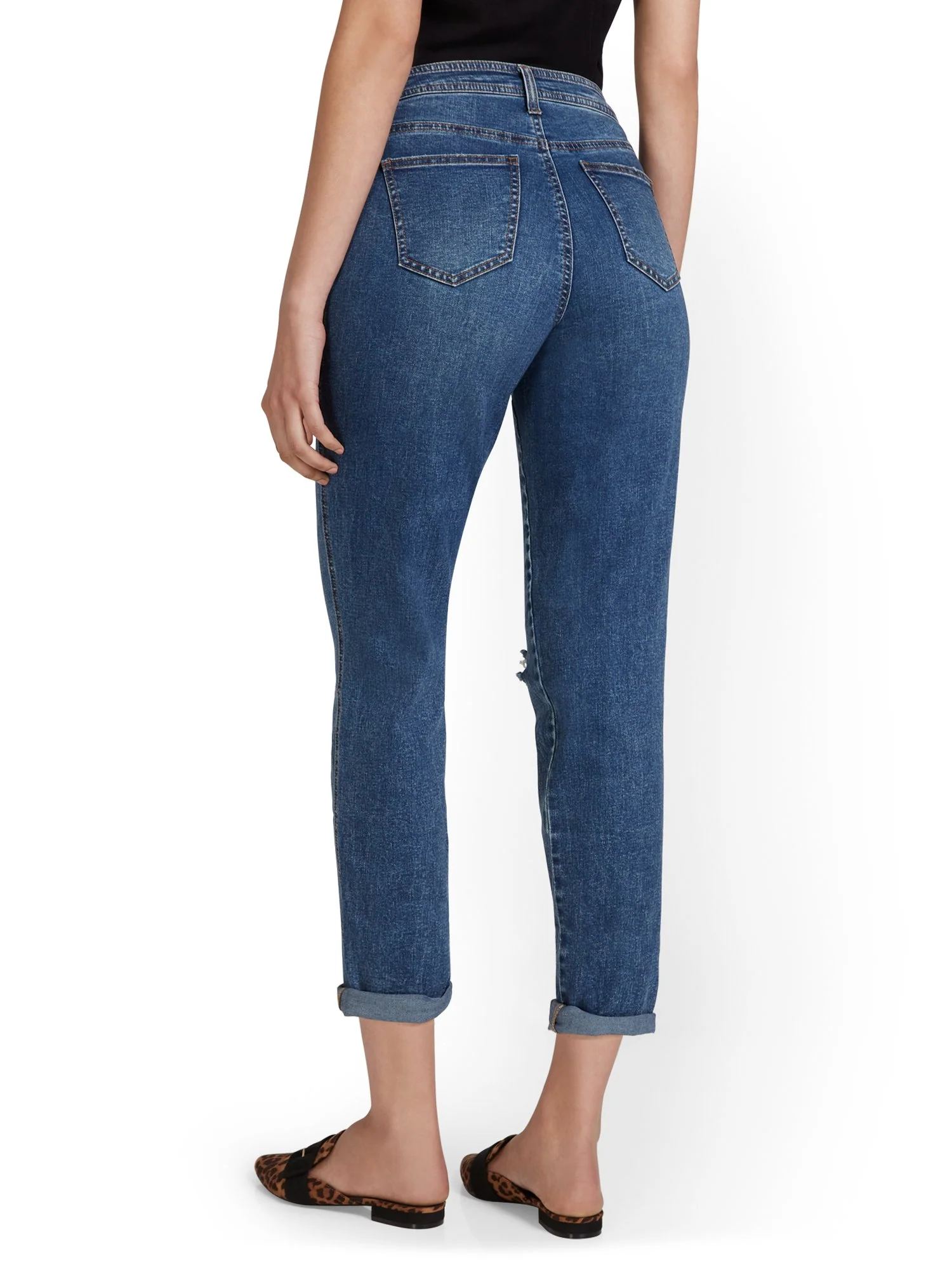 High-Waisted Curvy Dream Boyfriend Jeans - Medium Blue Wash - Image 3