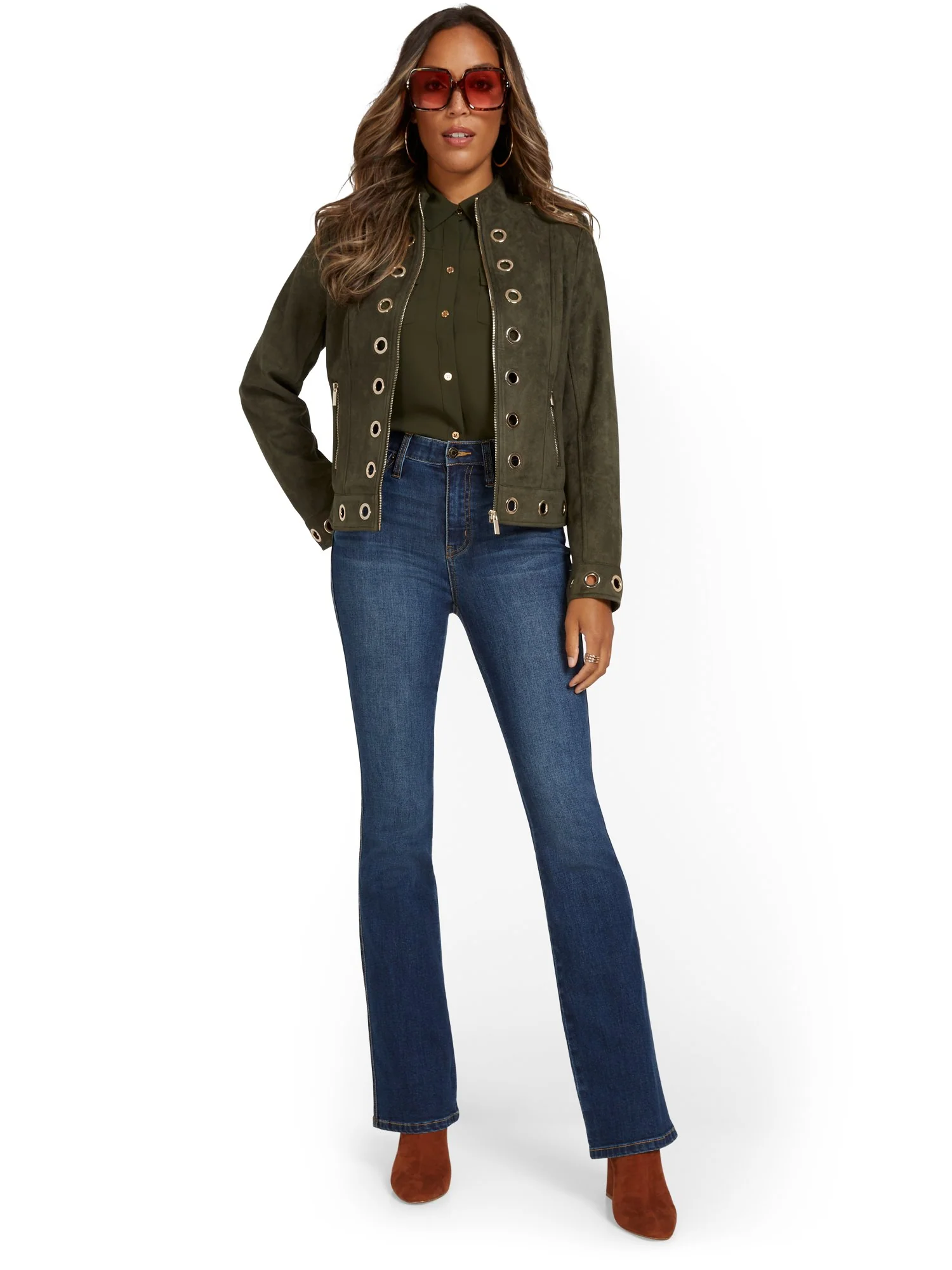 High-Waisted Curvy Essential Bootcut Jeans - Foxy Blue Wash - Image 4