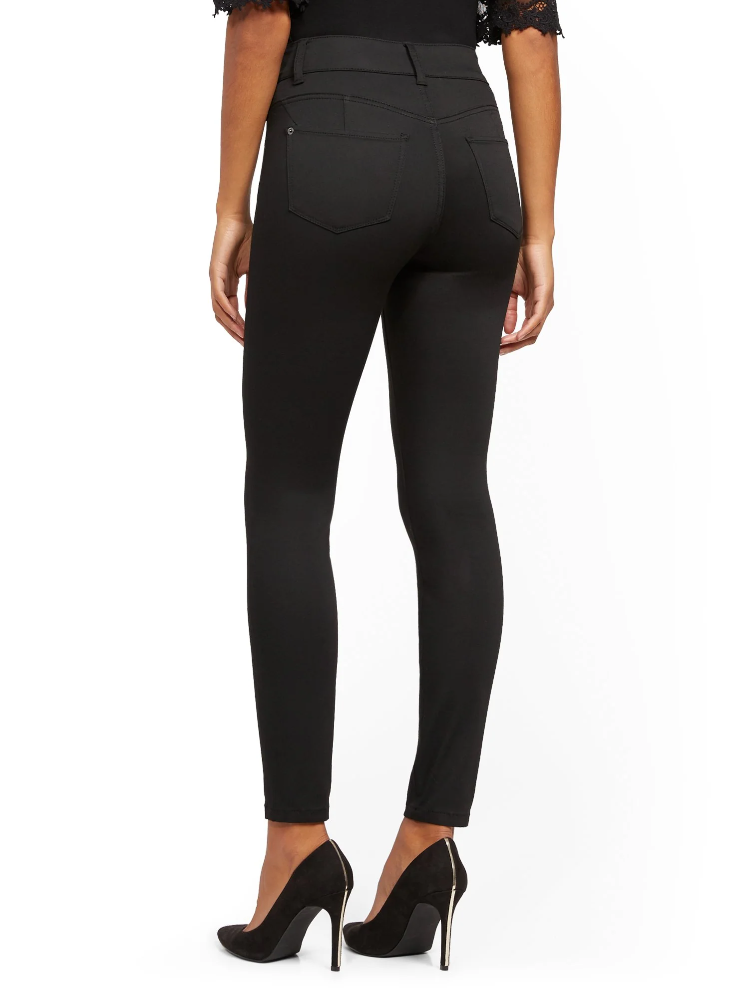 High-Waisted Curvy No-Gap Shaping Super-Skinny Jeans - Black - Image 4