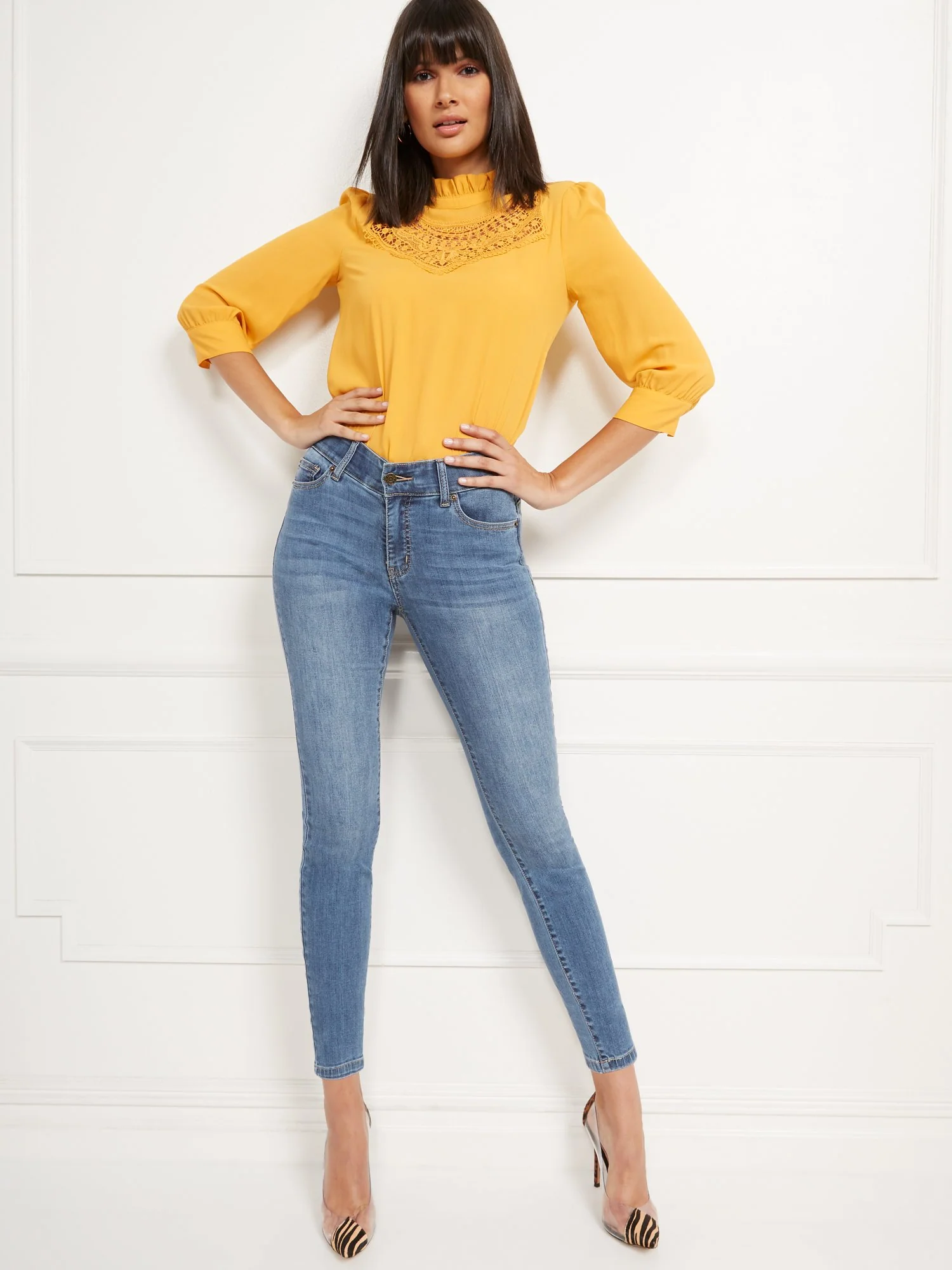 High-Waisted Curvy No-Gap Shaping Super-Skinny Jeans - Blue Rock - Image 22