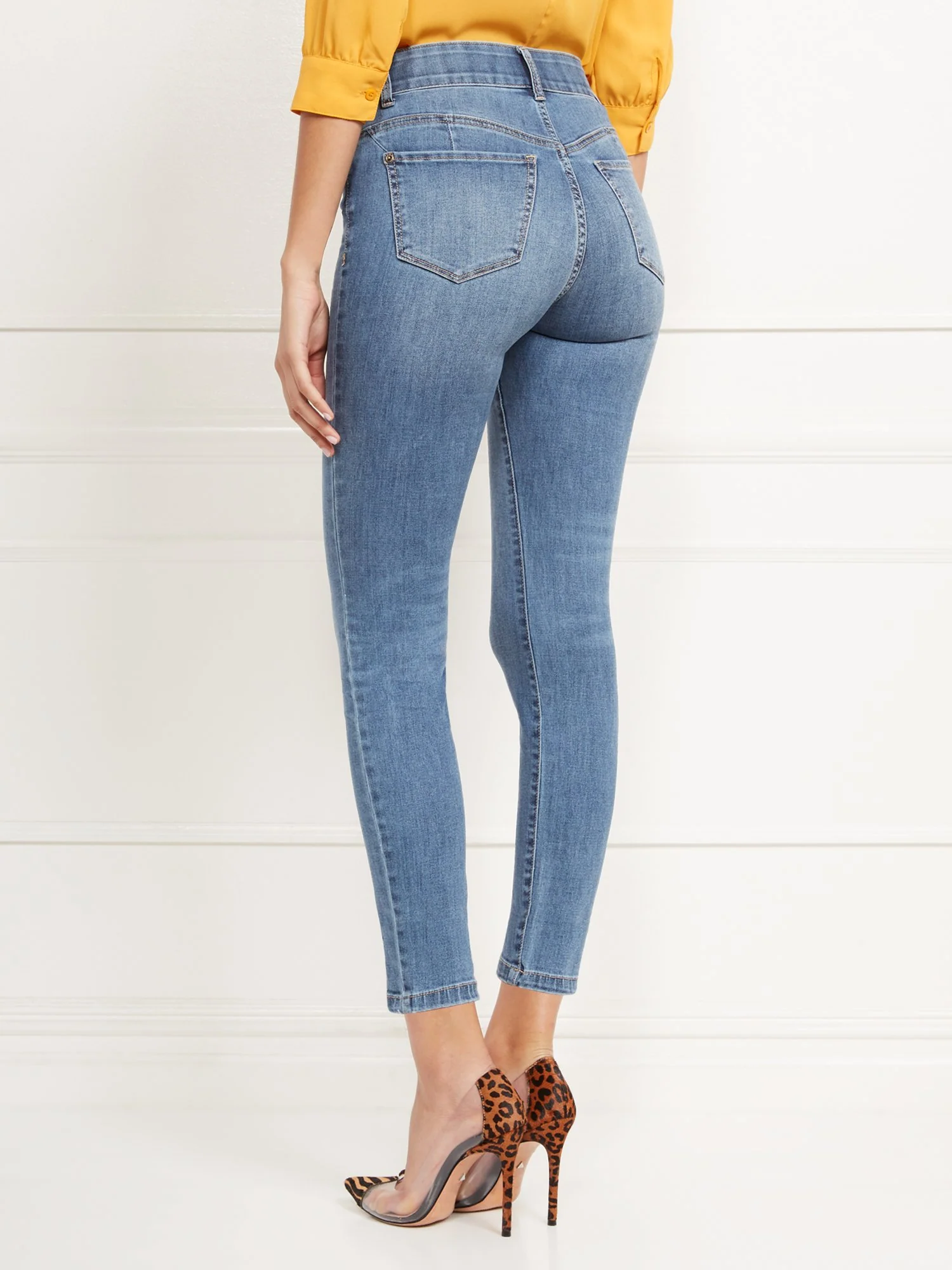 High-Waisted Curvy No-Gap Shaping Super-Skinny Jeans - Blue Rock - Image 4