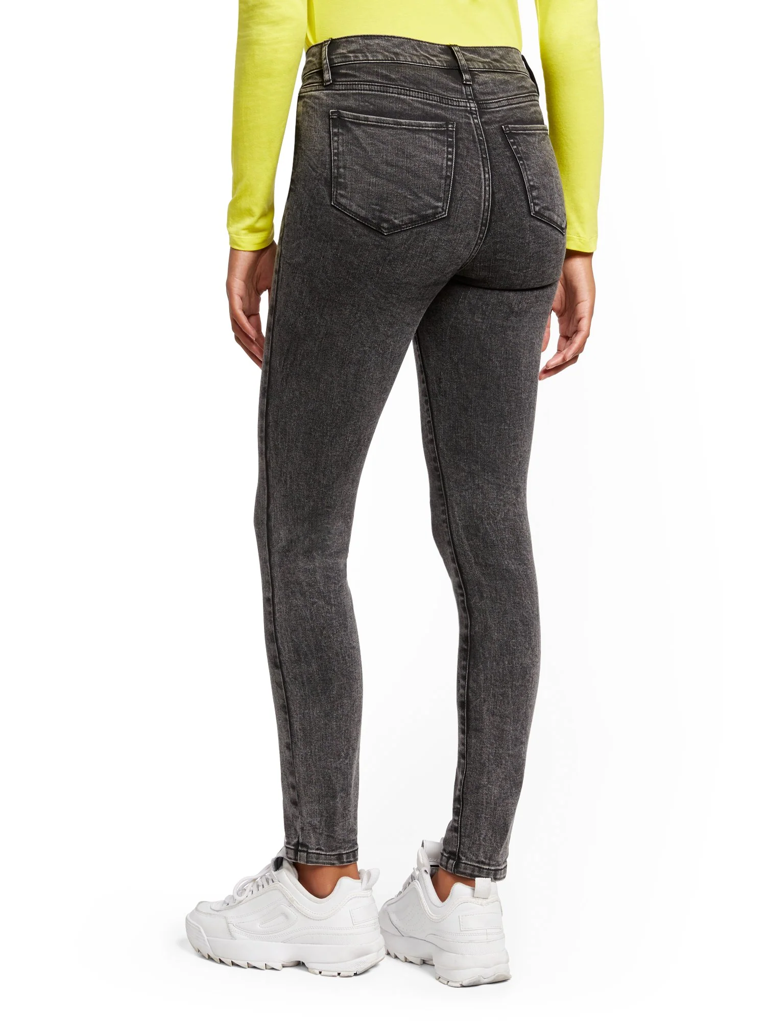High-Waisted Curvy Super-Skinny Jeans - Dark Grey - Image 4