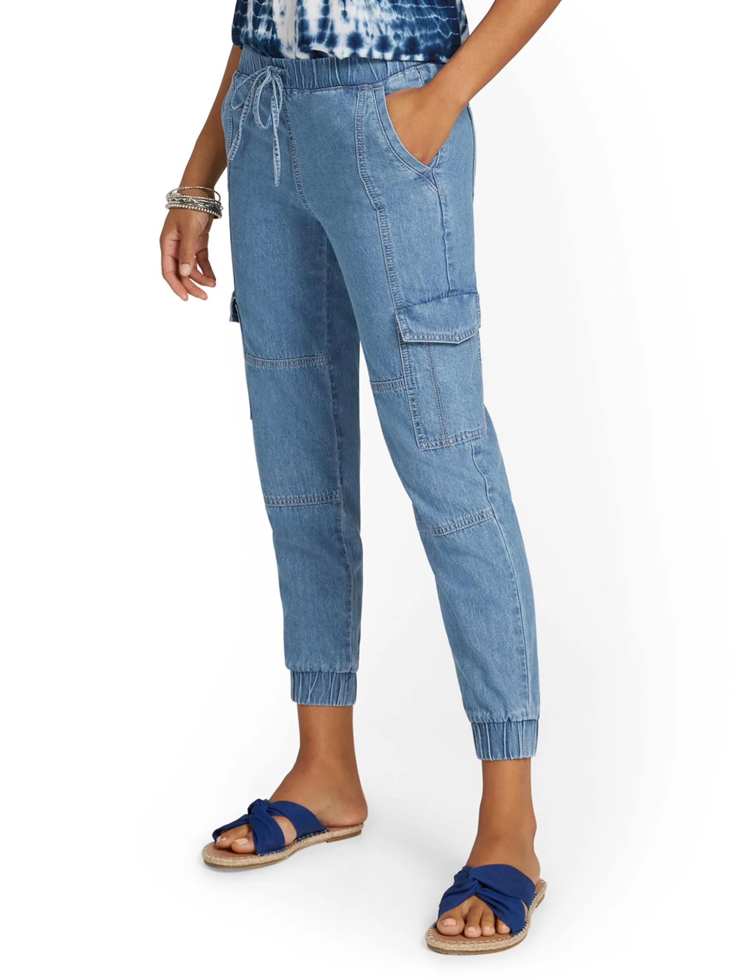 High-Waisted Denim Jogger Pant