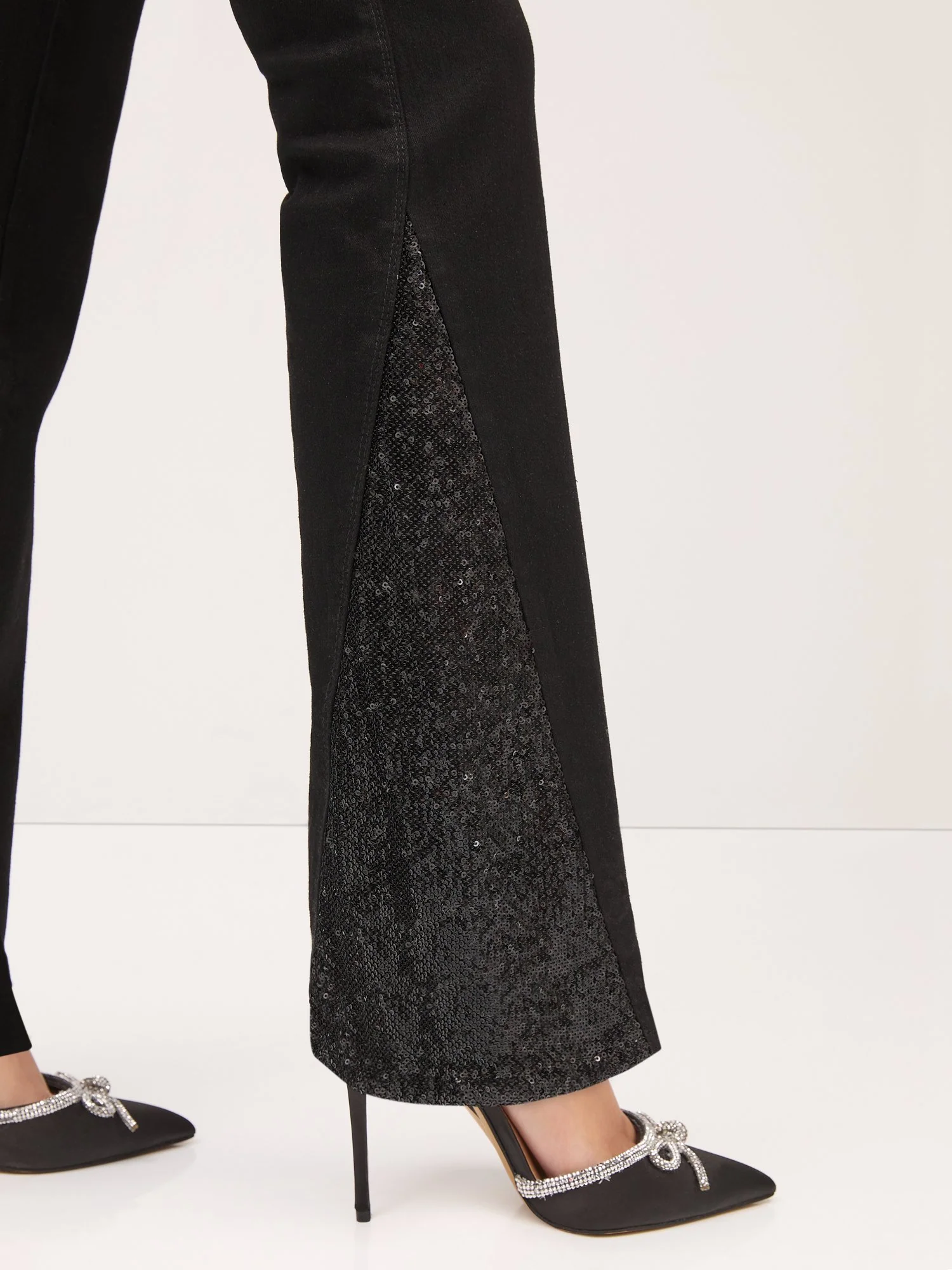 High-Waisted Embellished-Inset Bootcut Jeans - Black - Image 4