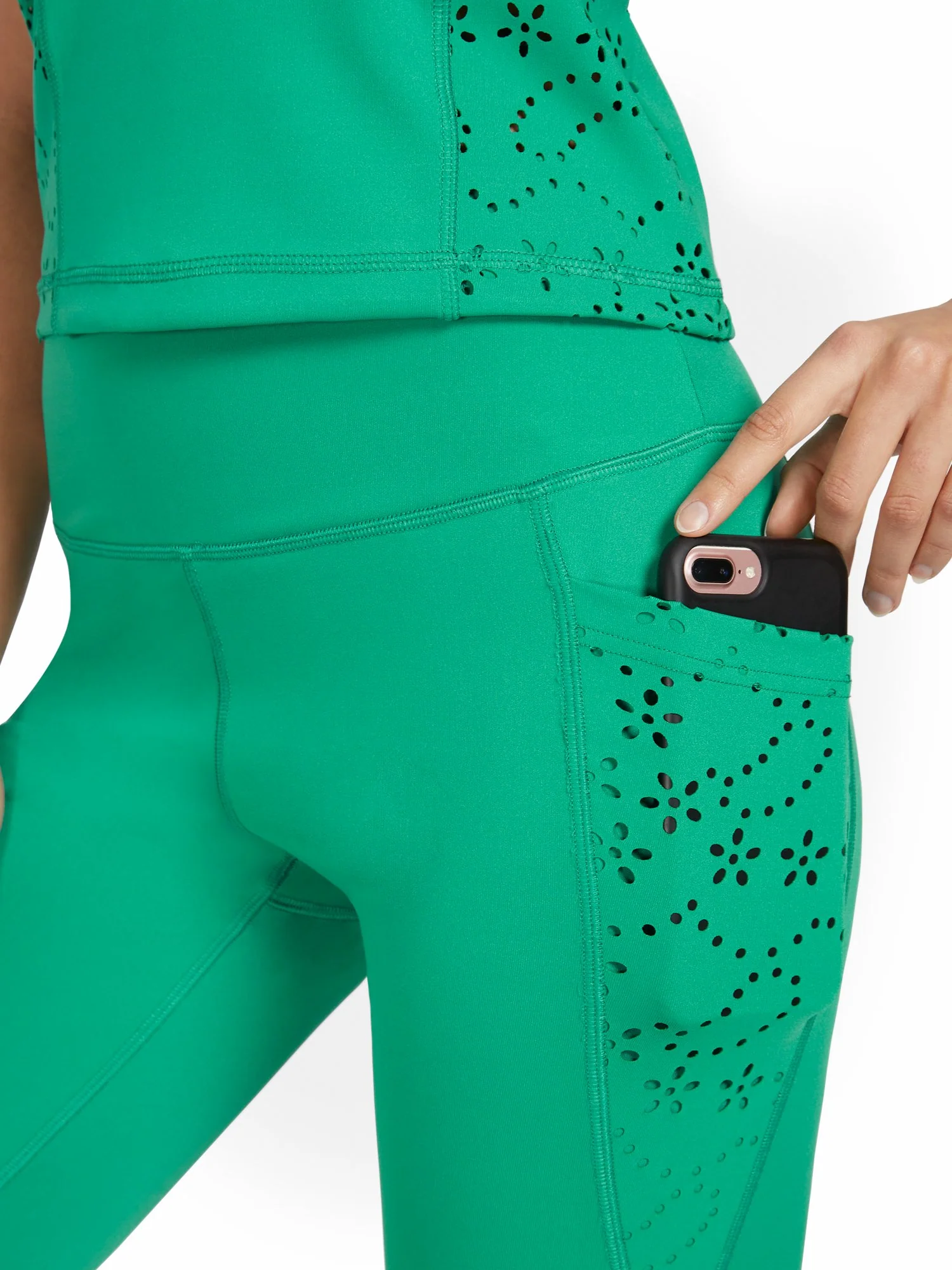 High-Waisted Eyelet Pocket Capri Legging - Image 4
