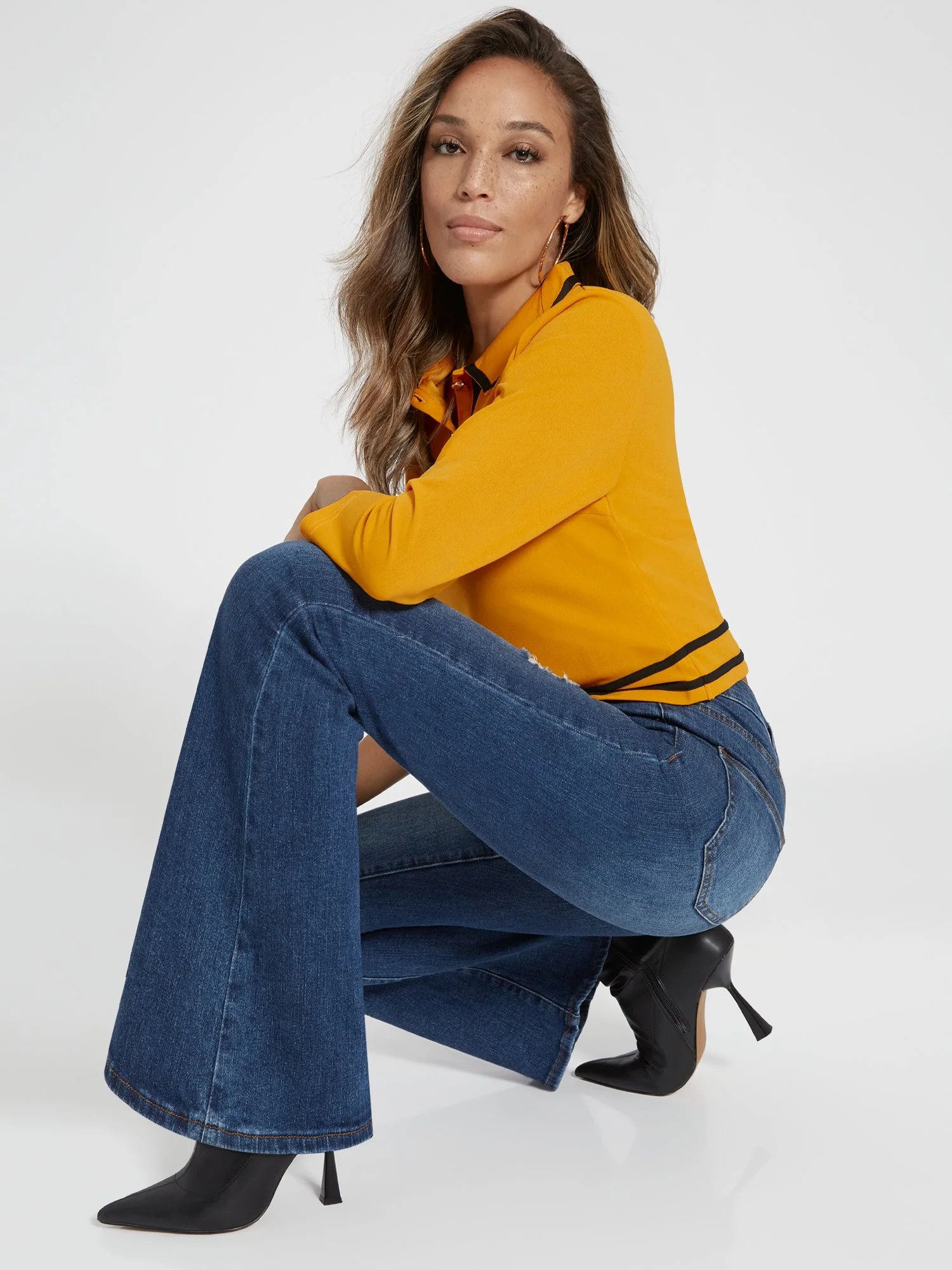 High-Waisted Flare Jeans - Medium Wash - Image 2