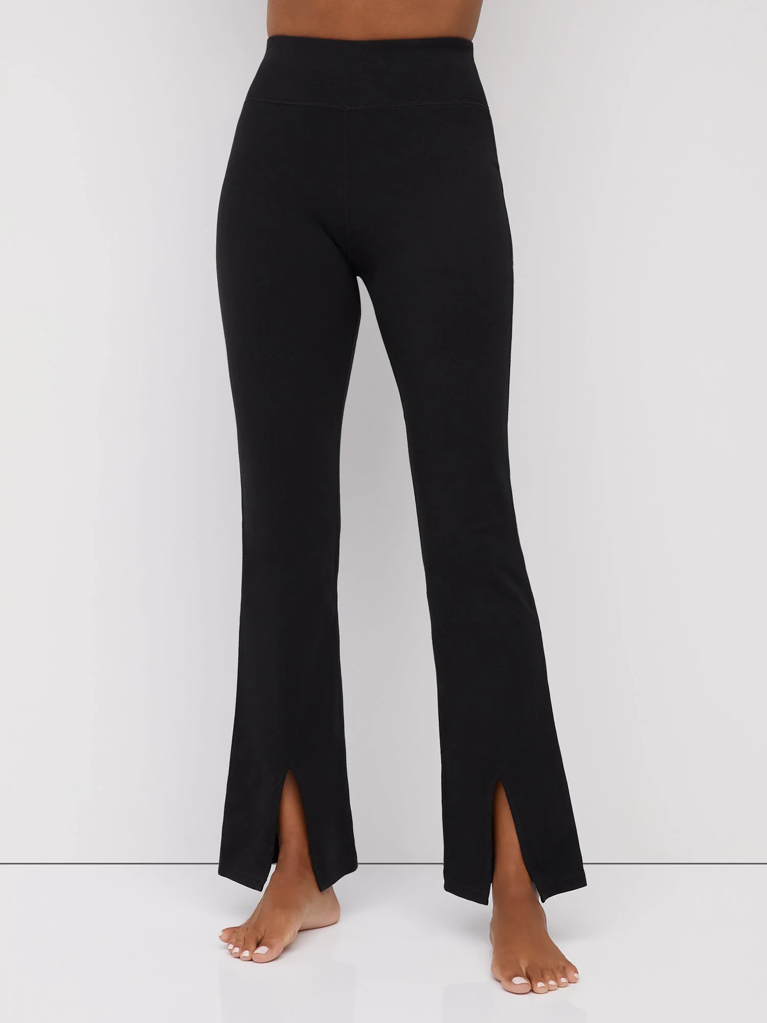 High-Waisted Flare Slit-Hem Yoga Pant