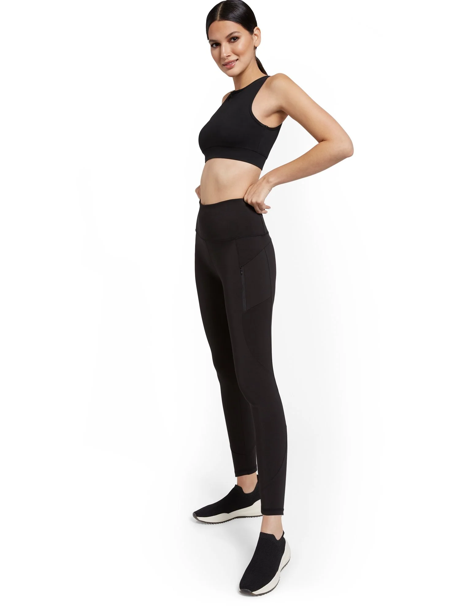 High-Waisted Geometric Seam 7/8 Legging - Image 3