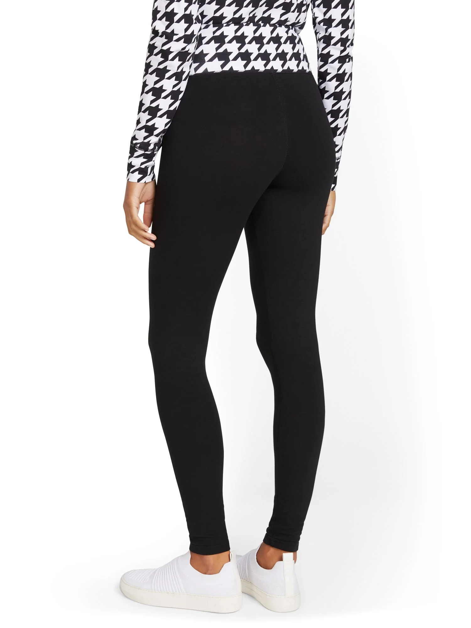 High-Waisted Houndstooth-Waist Pocket Legging - Image 3