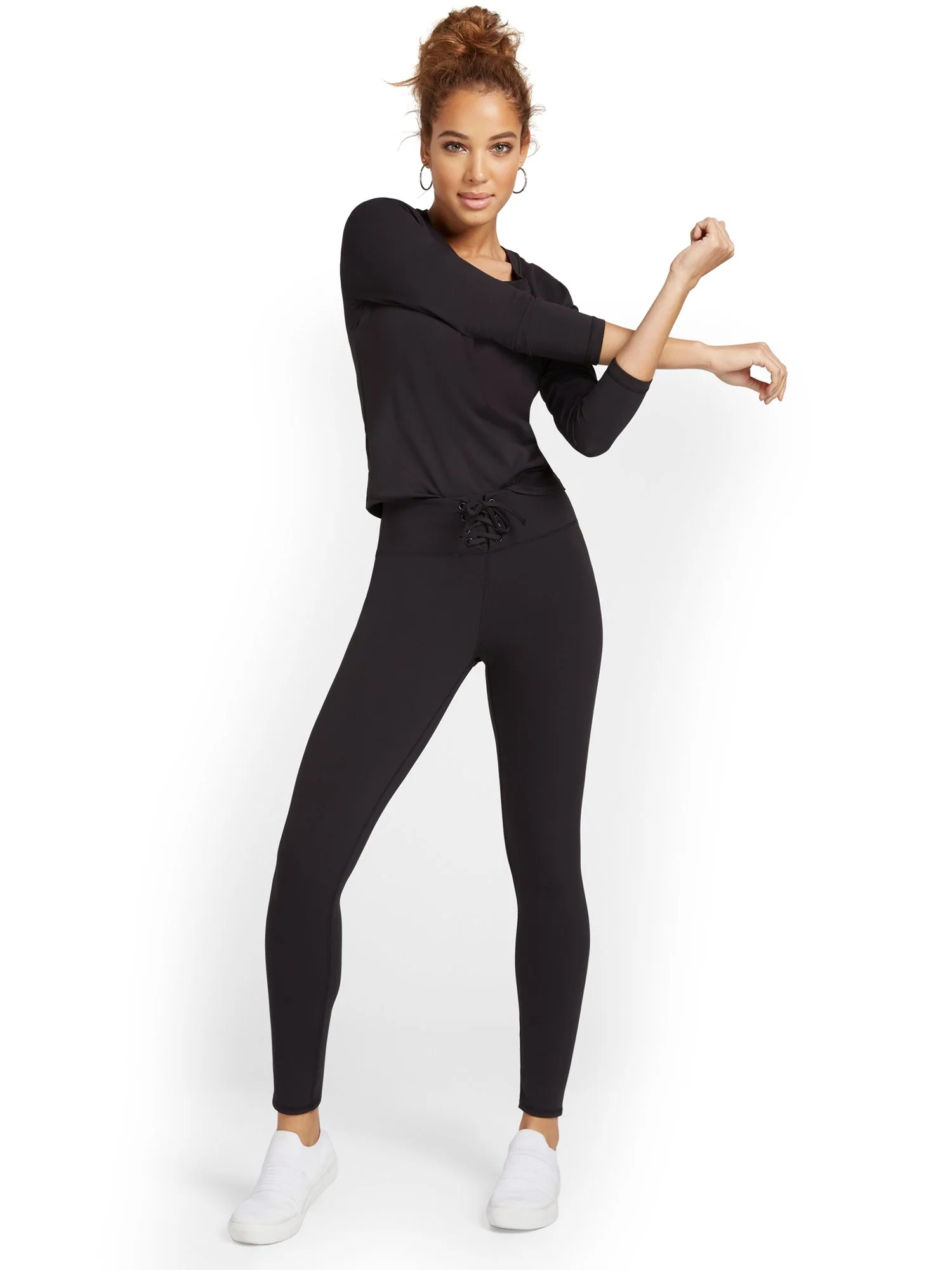High-Waisted Lace-Up Pocket Legging - City Contour - Image 4