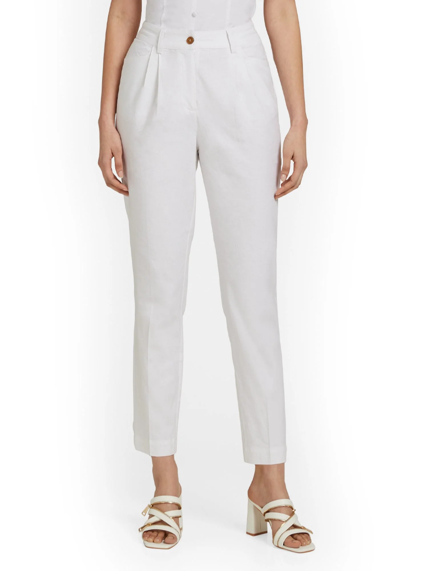 High-Waisted Linen-Blend Ankle Pant - Image 2