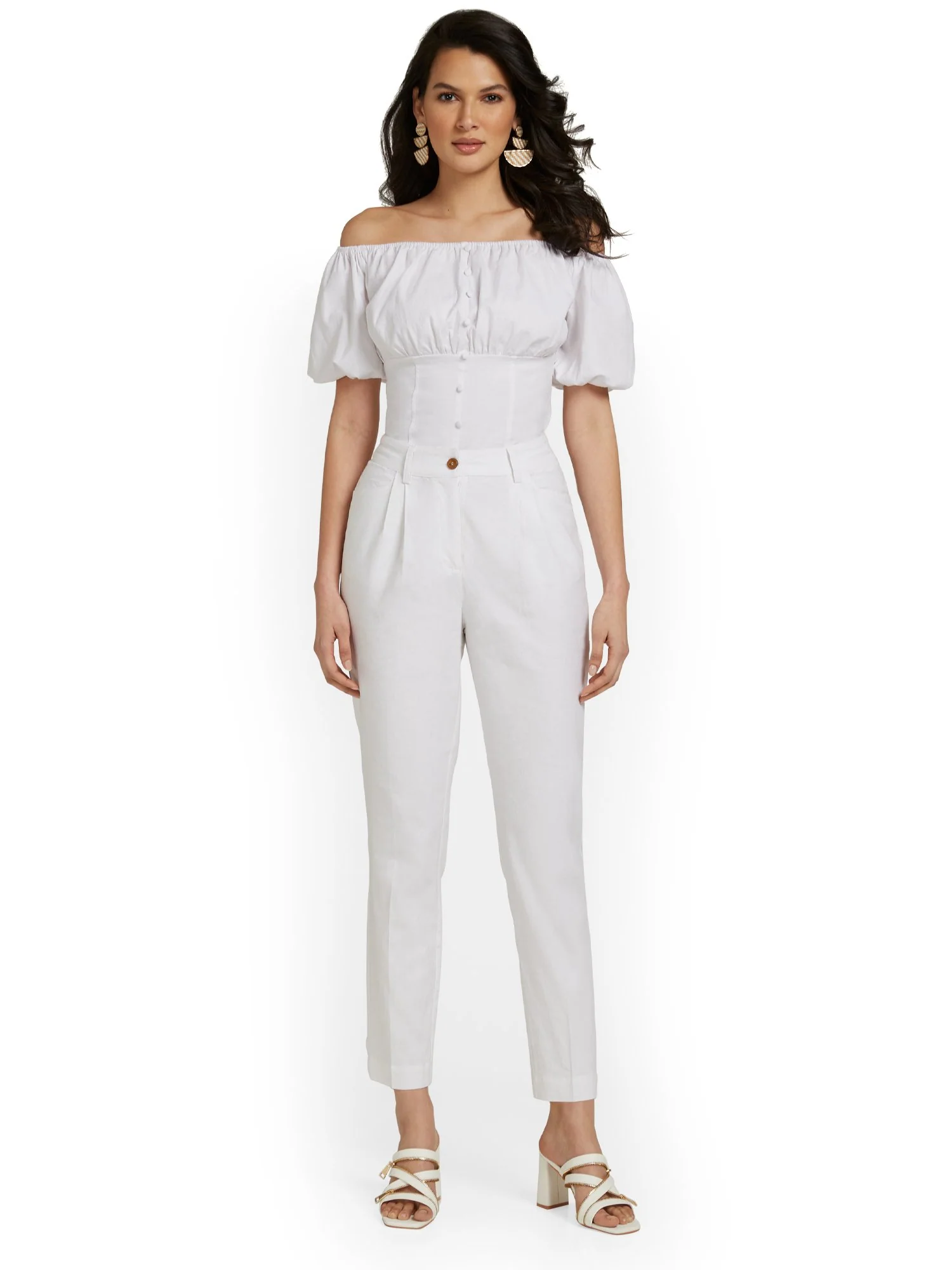 High-Waisted Linen-Blend Ankle Pant - Image 3