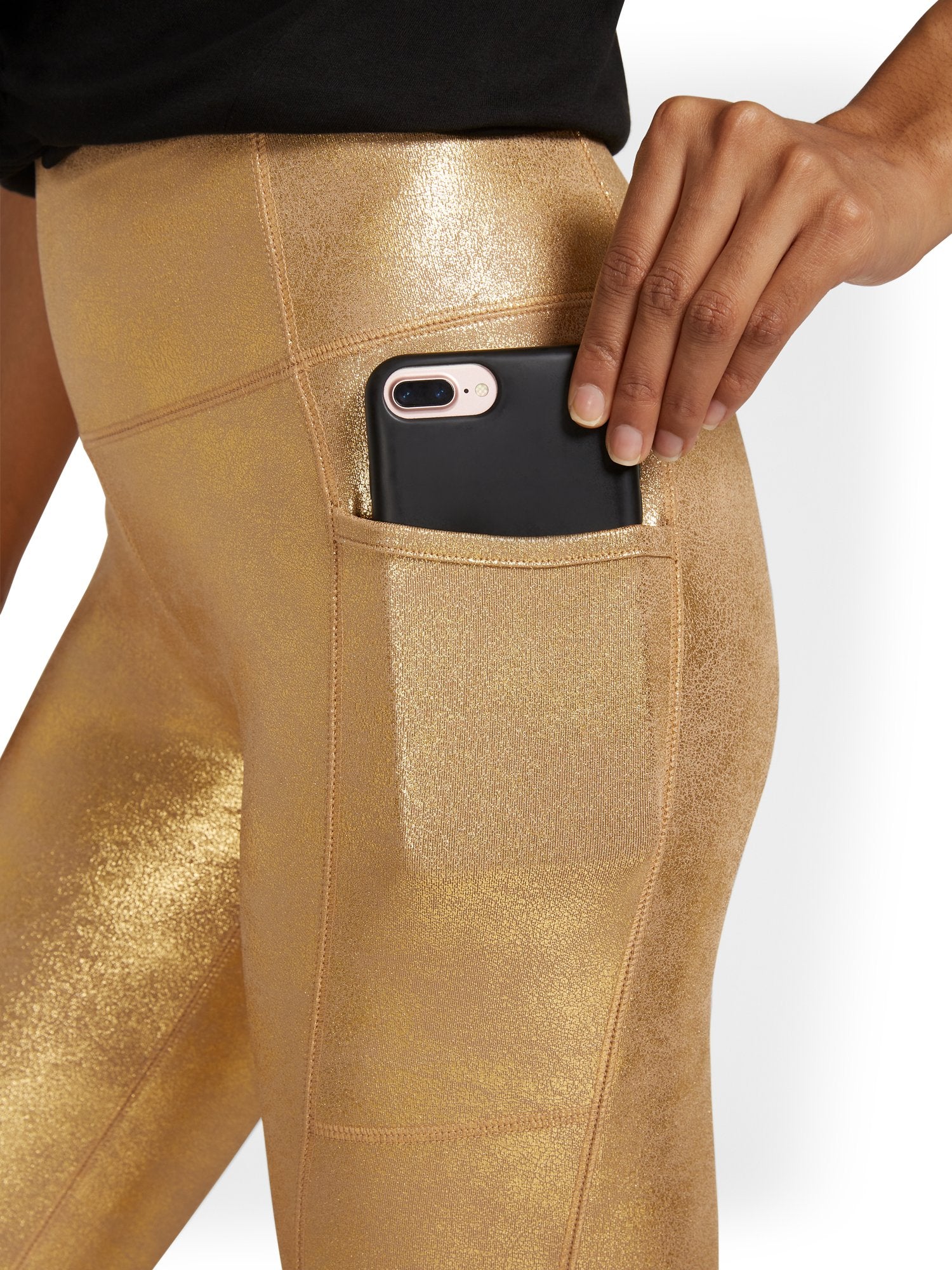 High-Waisted Metallic Pocket Legging - Image 3
