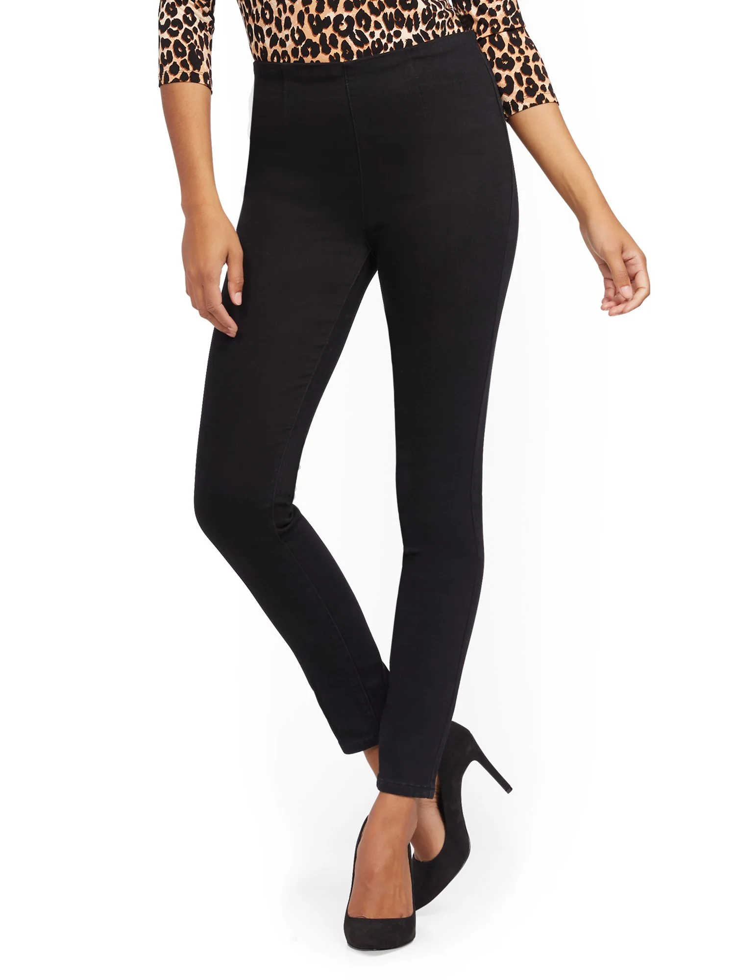 High-Waisted No-Gap Pull-On Legging - Black