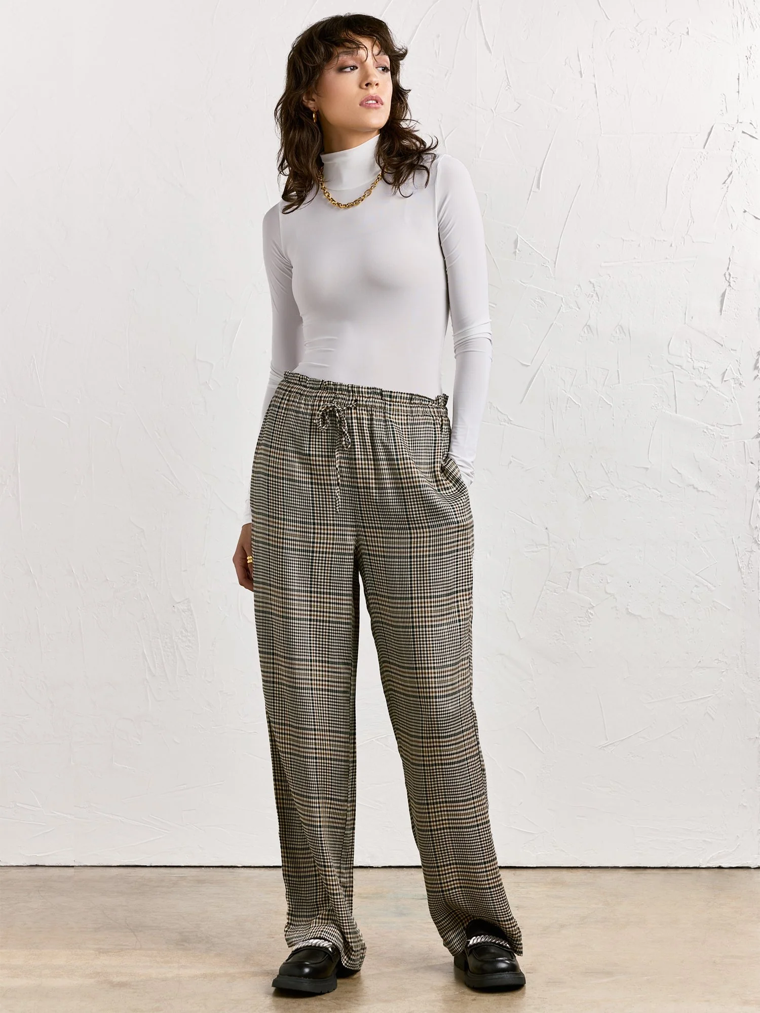 High-Waisted Plaid Trouser - One by Chapter One - Image 3
