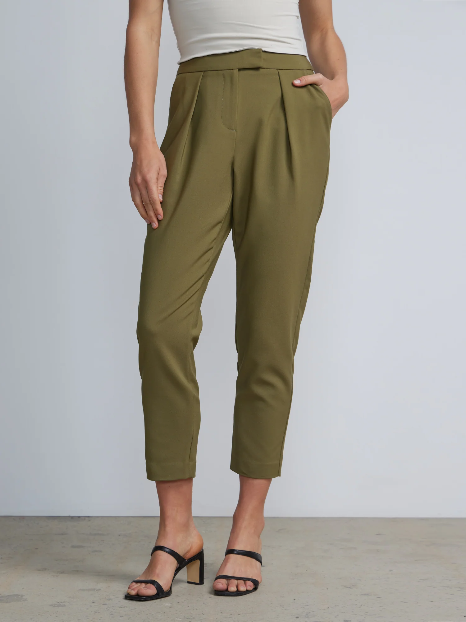 High-Waisted Pleated Ankle Pant