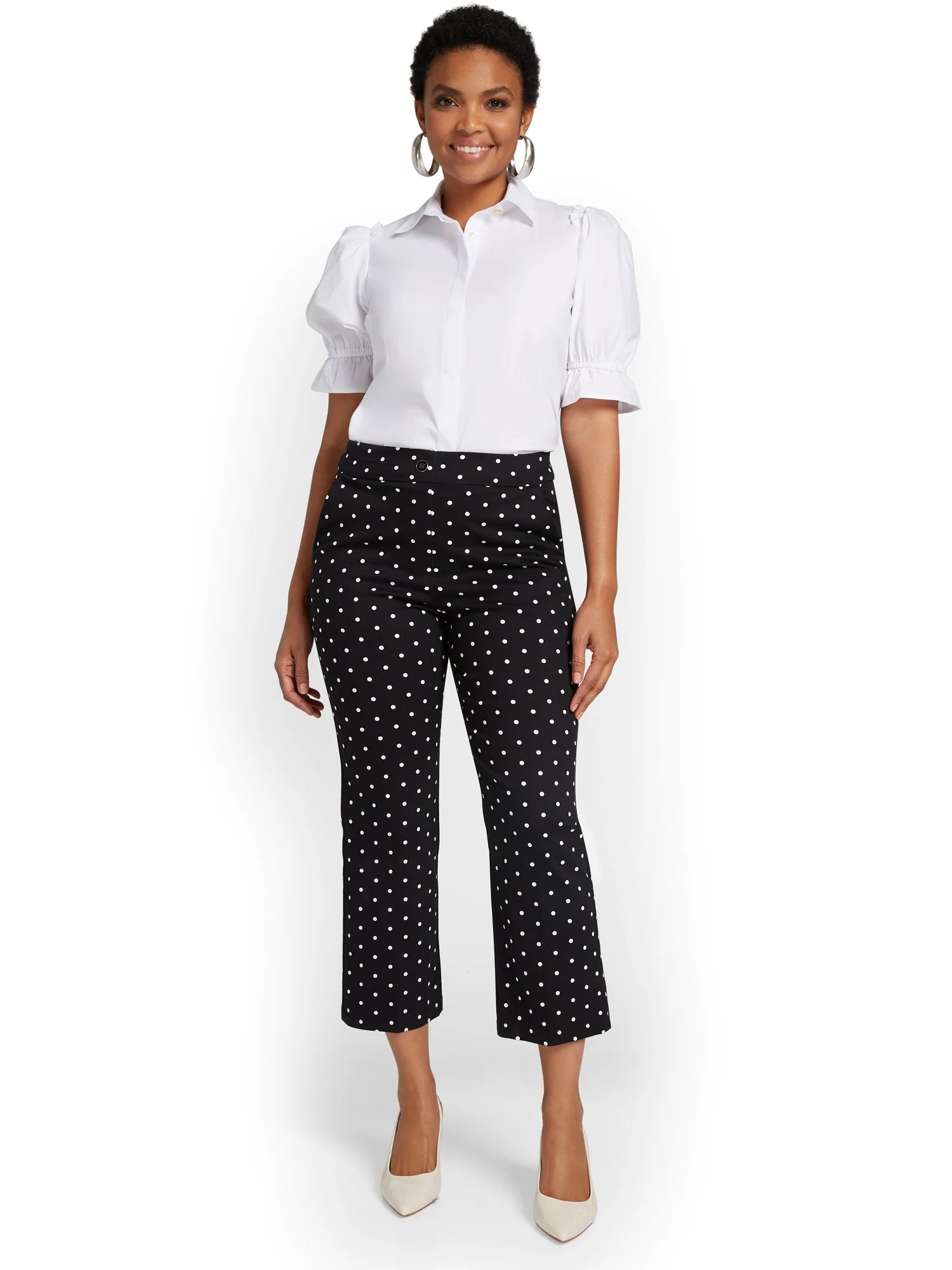 High-Waisted Polka-Dot Wide-Leg Capri Pant - NY&Chic Collection - Image 5