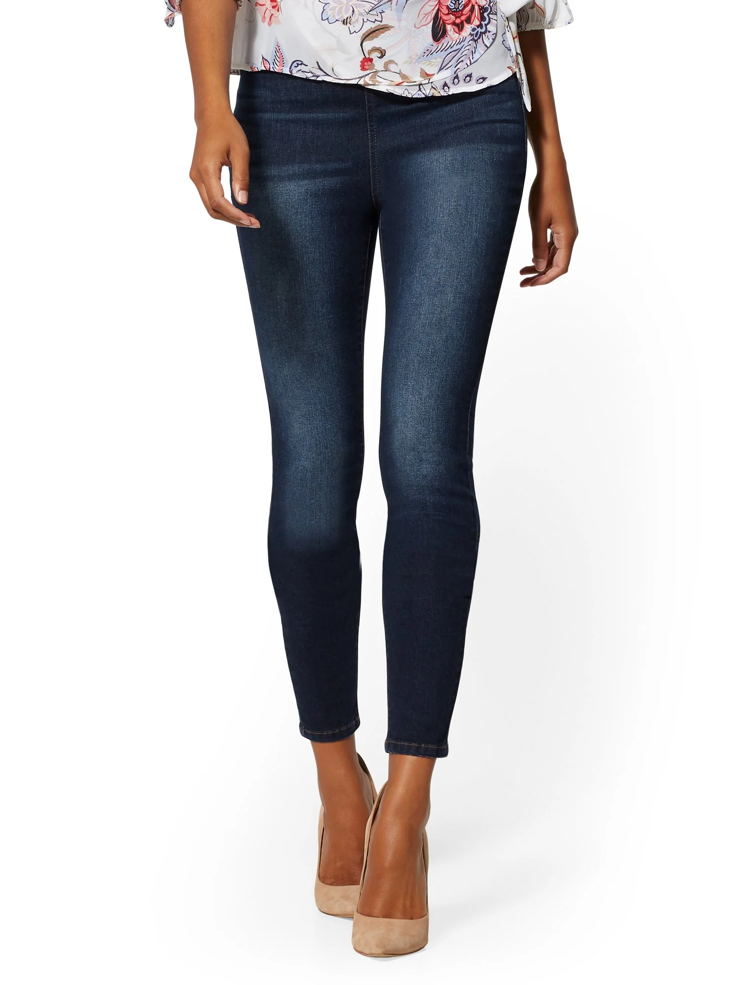 High-Waisted Pull-On Legging - Blue Tease