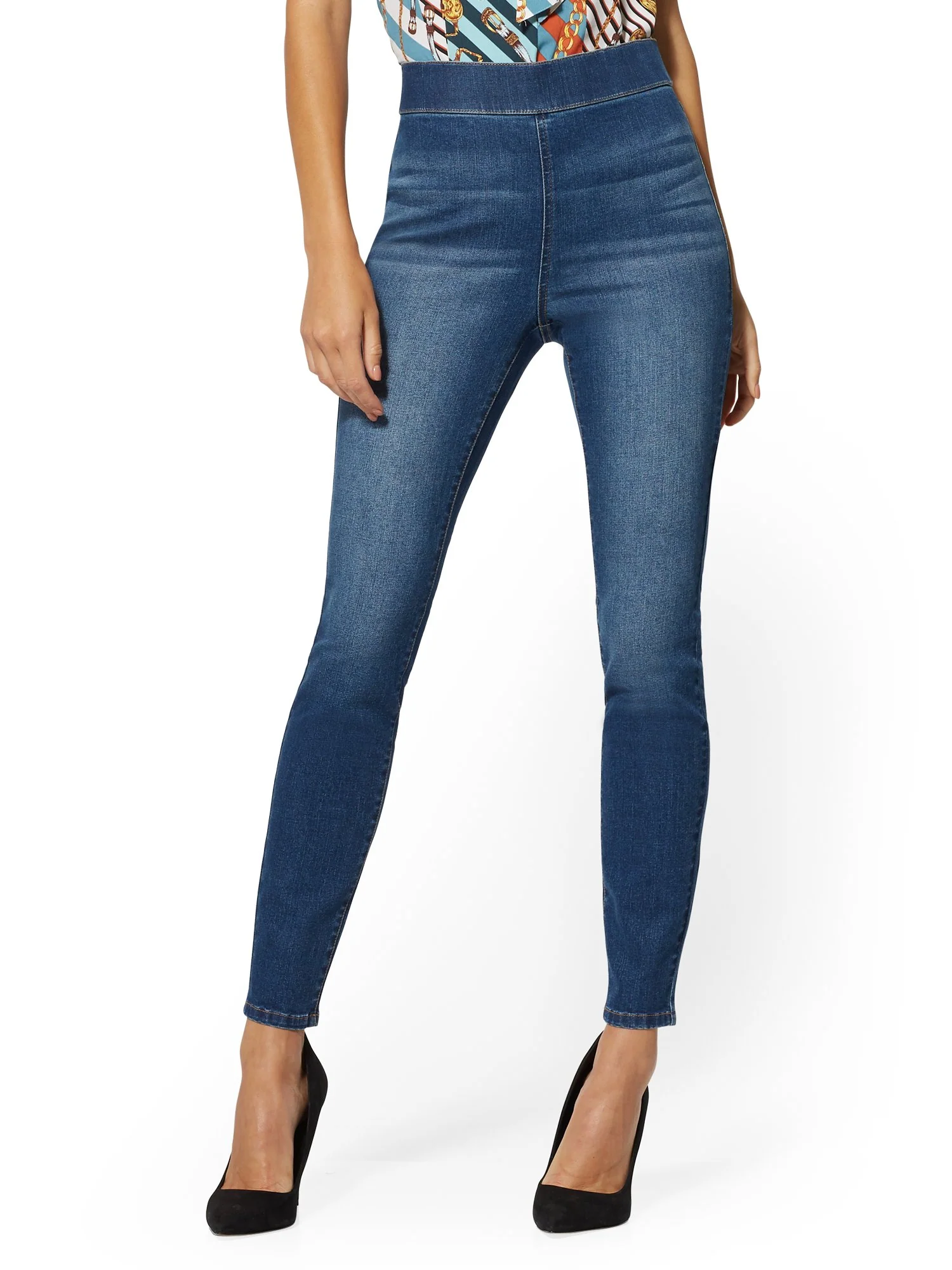 High-Waisted Pull-On Legging - Blue Wash - Image 2