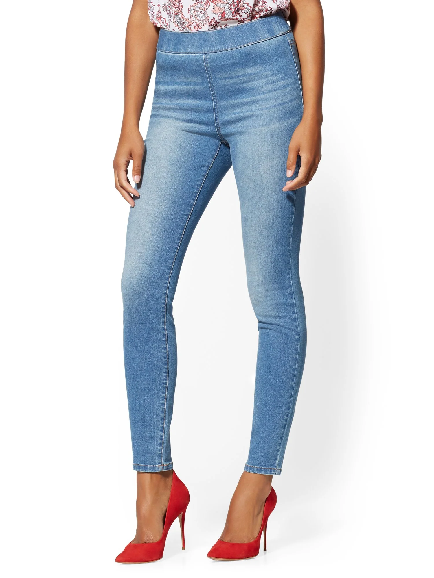 High-Waisted Pull-On Legging - Light Blue
