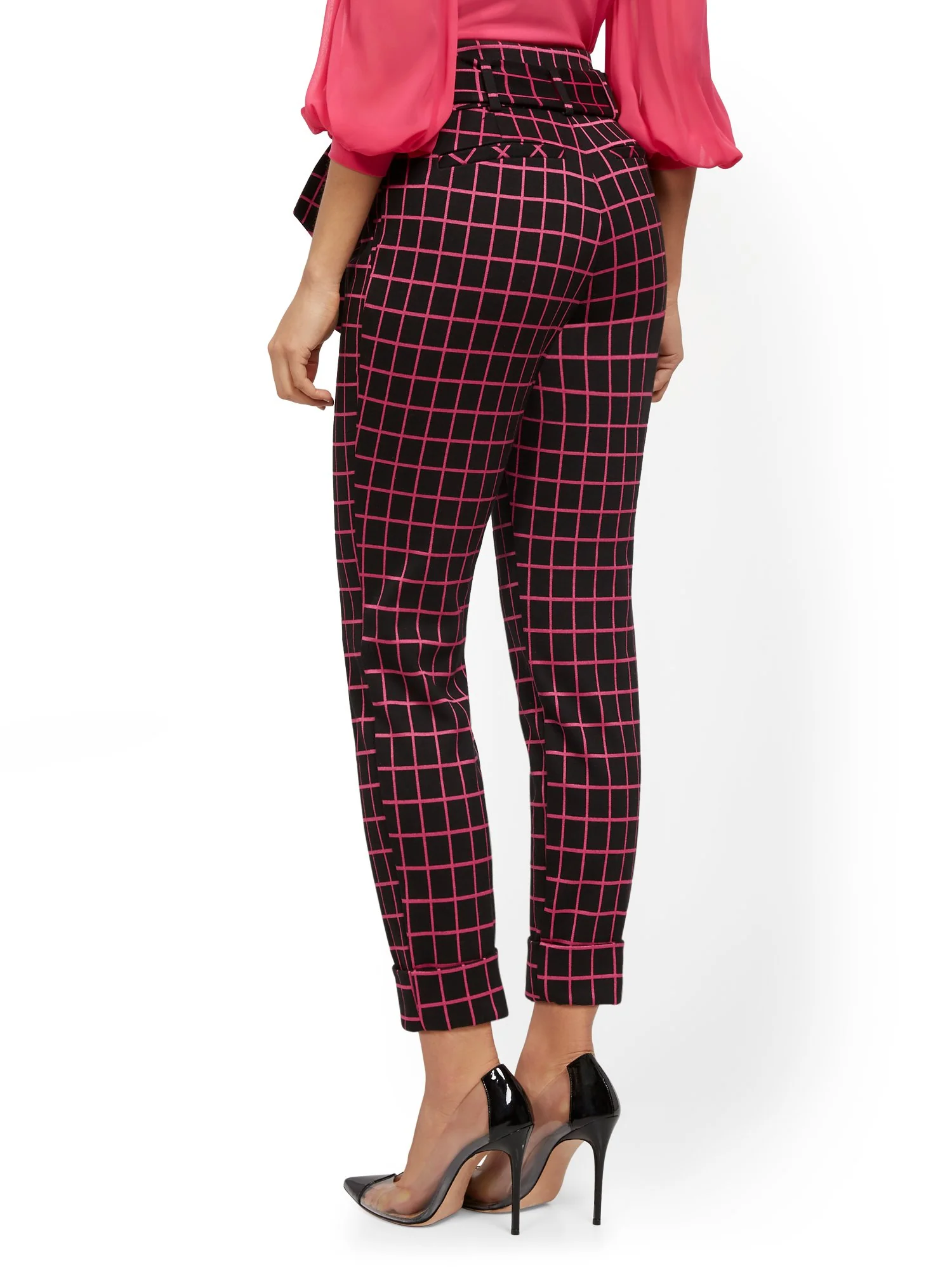 High-Waisted Pull-On Pant - Plaid - Image 3