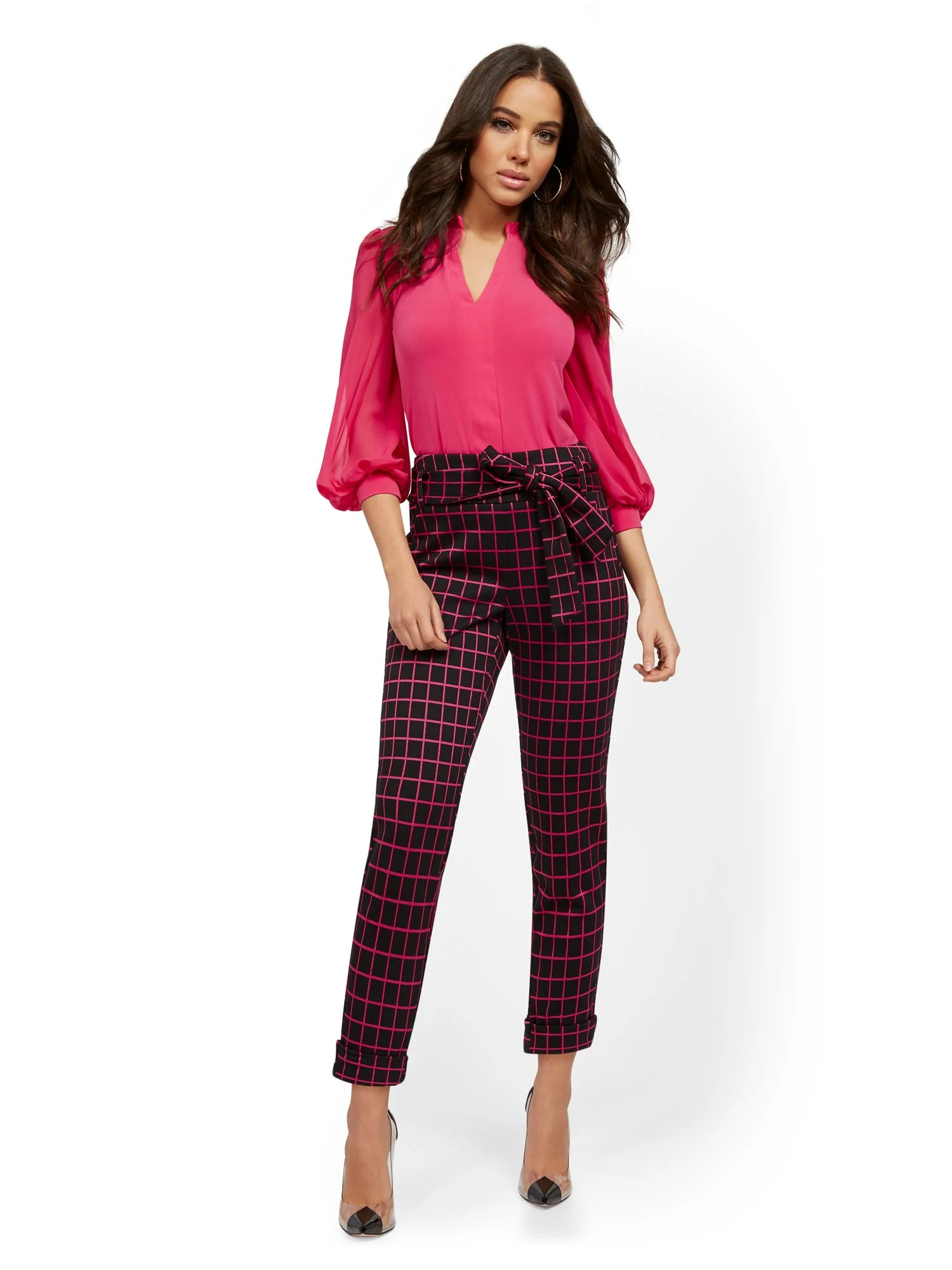 High-Waisted Pull-On Pant - Plaid - Image 4
