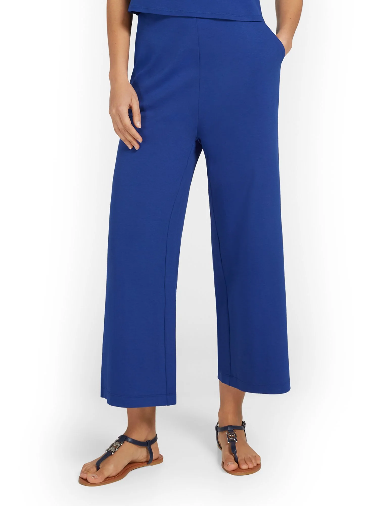 High-Waisted Pull-On Wide-Leg Capri Pant - City Knits - Image 26