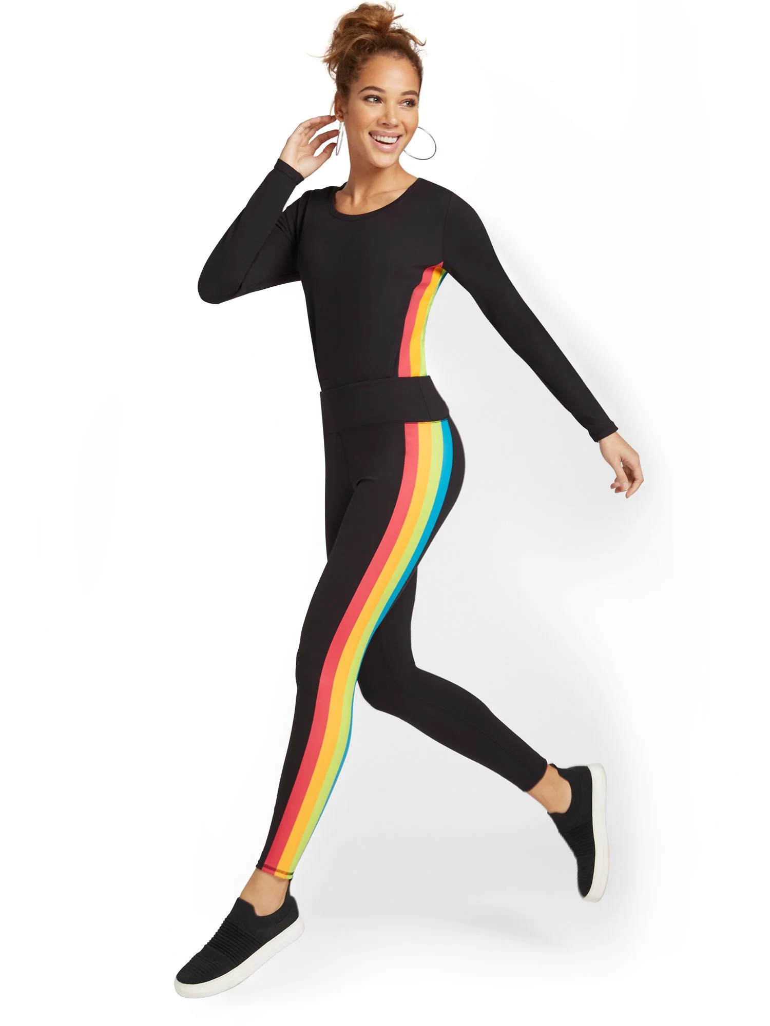 High-Waisted Rainbow-Stripe Pocket Legging - City Contour - Image 5