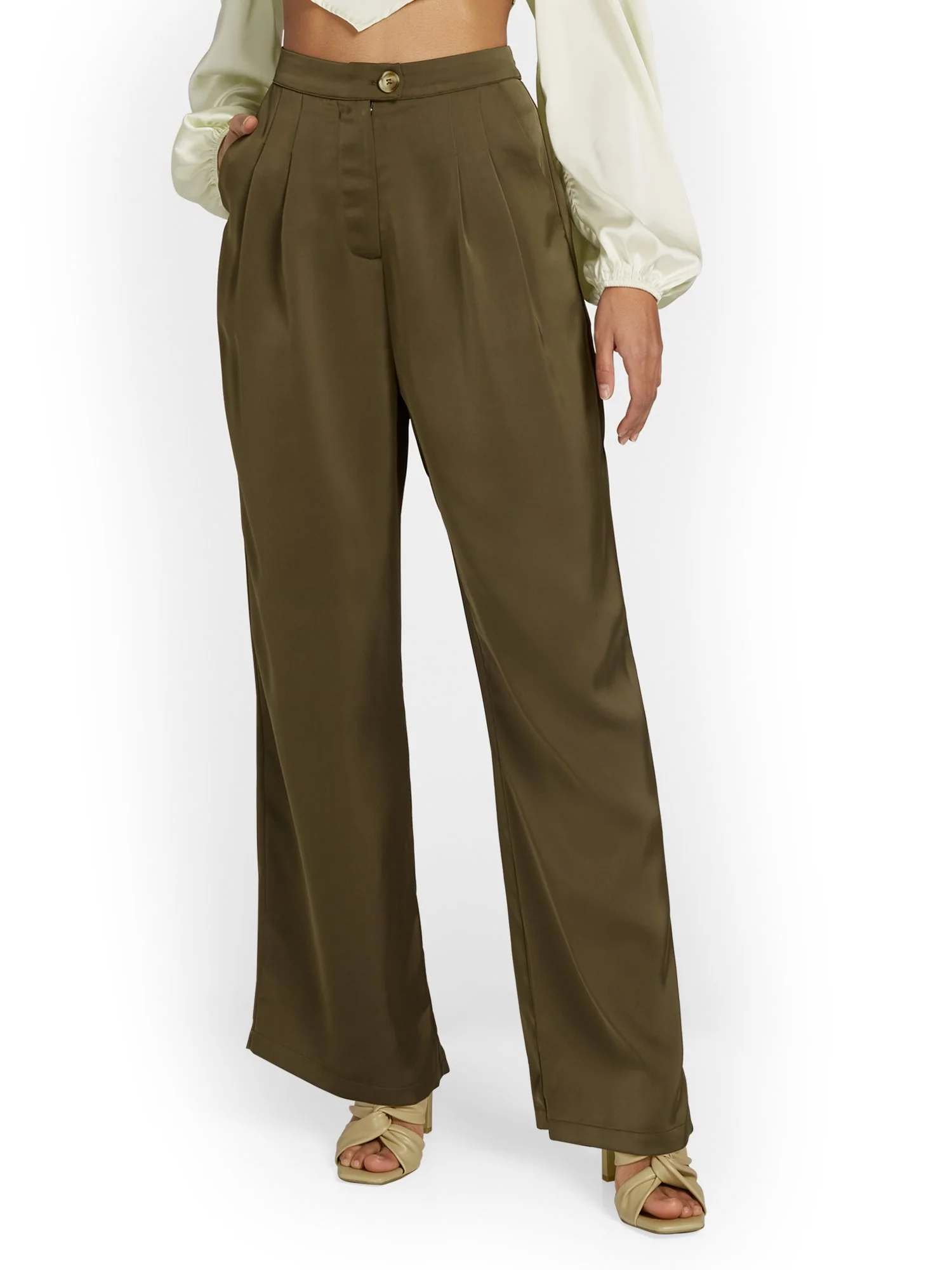 Emory Park High-Waisted Relaxed Satin Wide-Leg Pant - Brands We Love