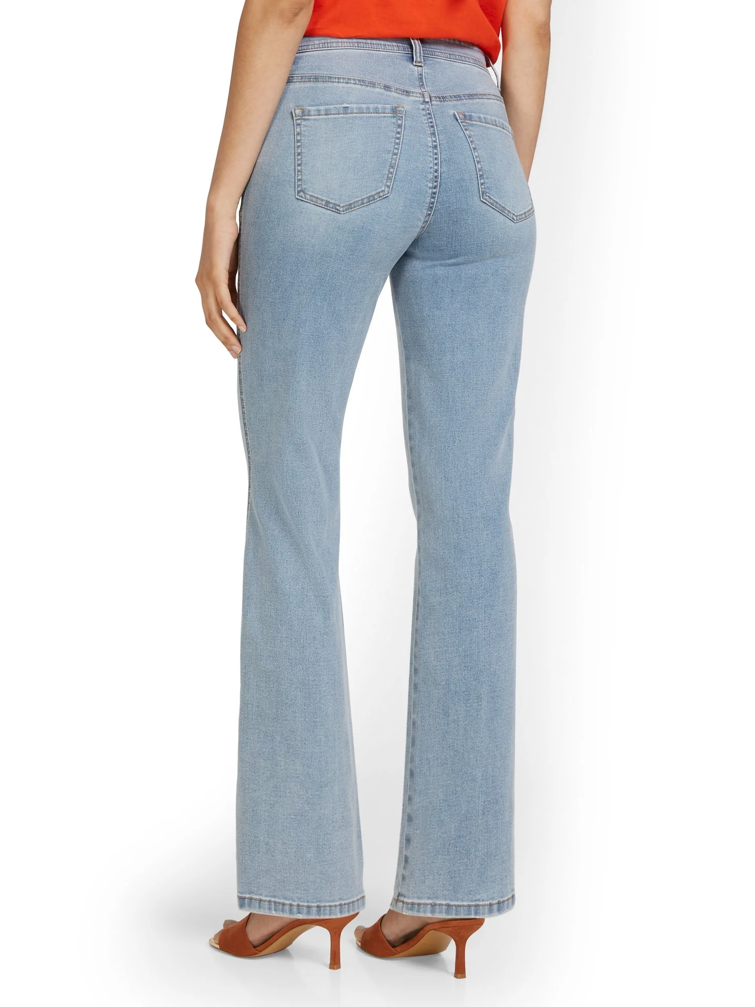 High-Waisted Relaxed Yoke-Detail Bootcut Jeans - Image 3