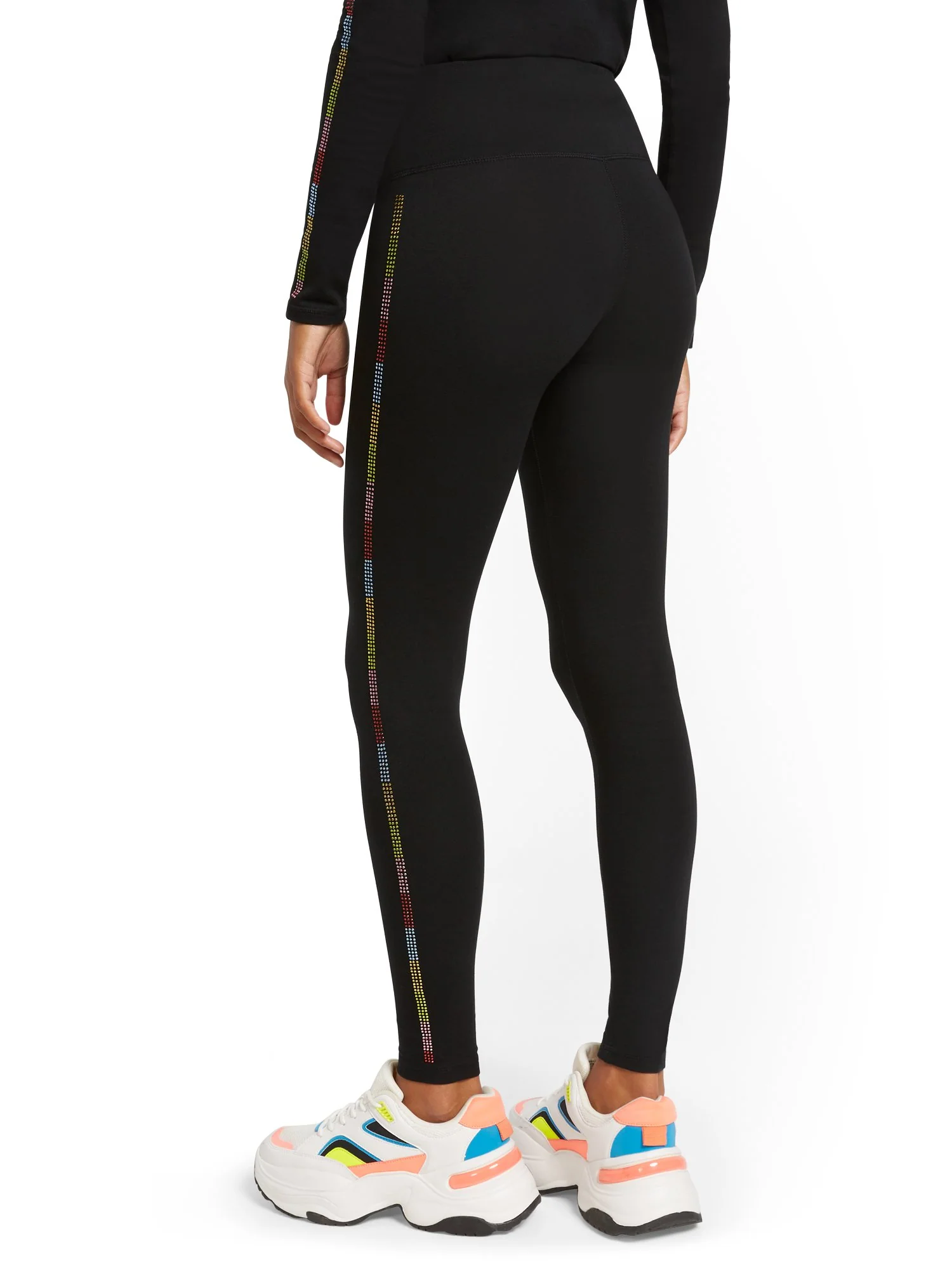 High-Waisted Rhinestone-Trim Pocket Legging - Image 2
