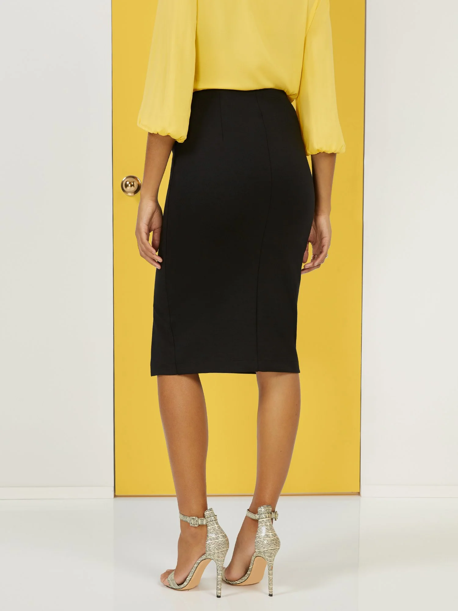 High-Waisted Side Button Pencil Skirt - Superflex - Image 3