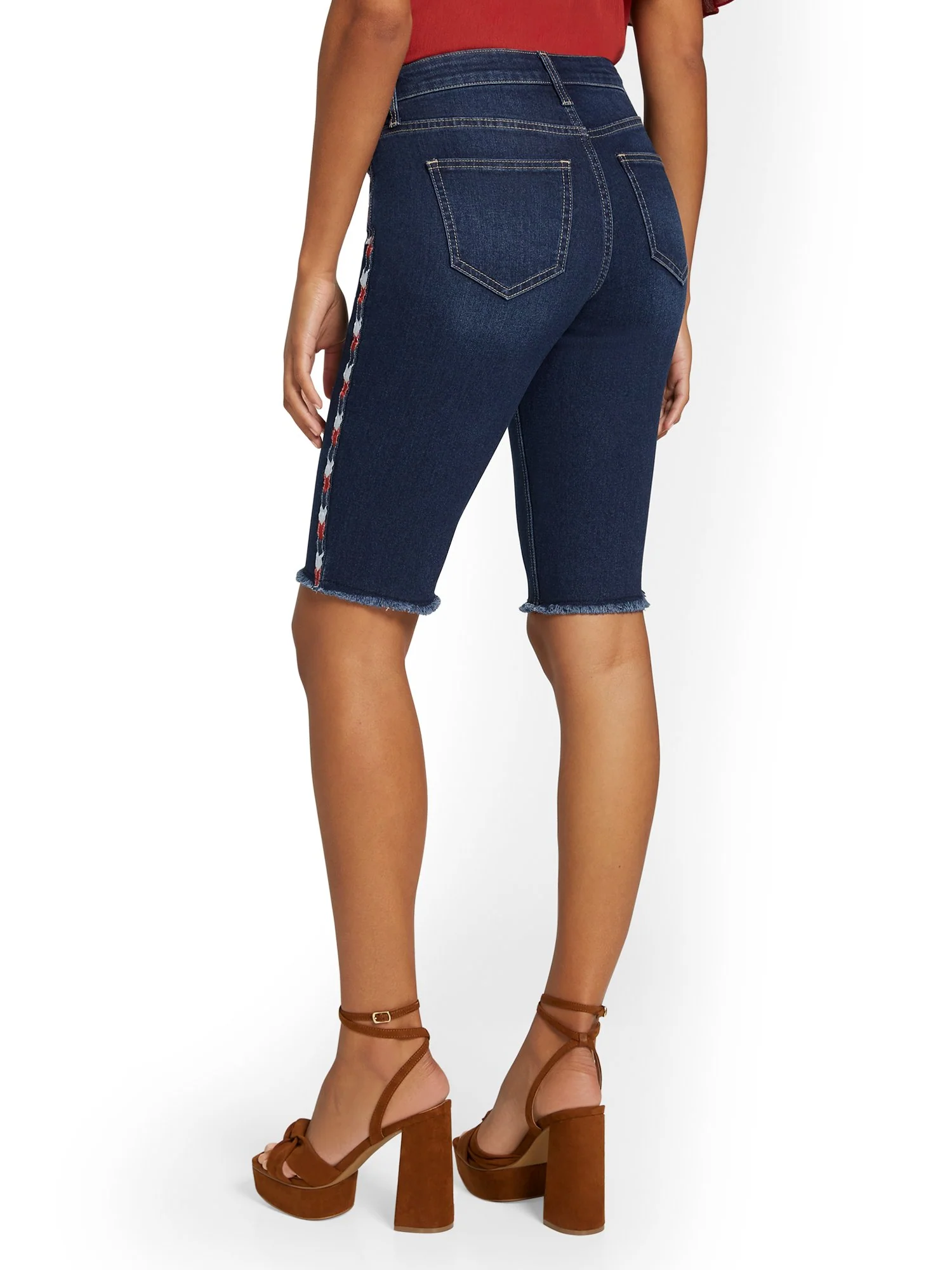 High-Waisted Side-Stripe Denim 13-Inch Short - Image 3